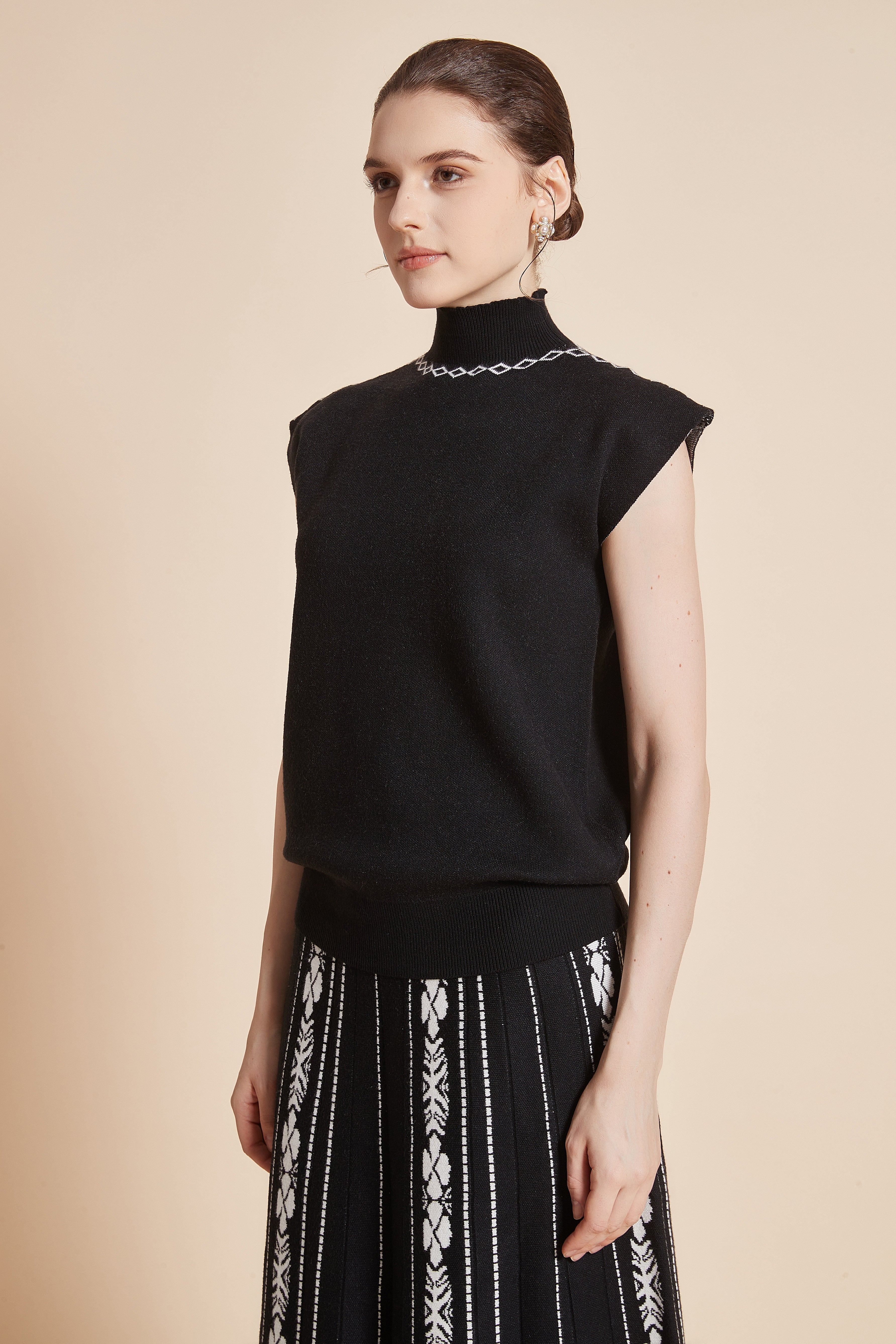 Sleeveless High-Neck Blouse