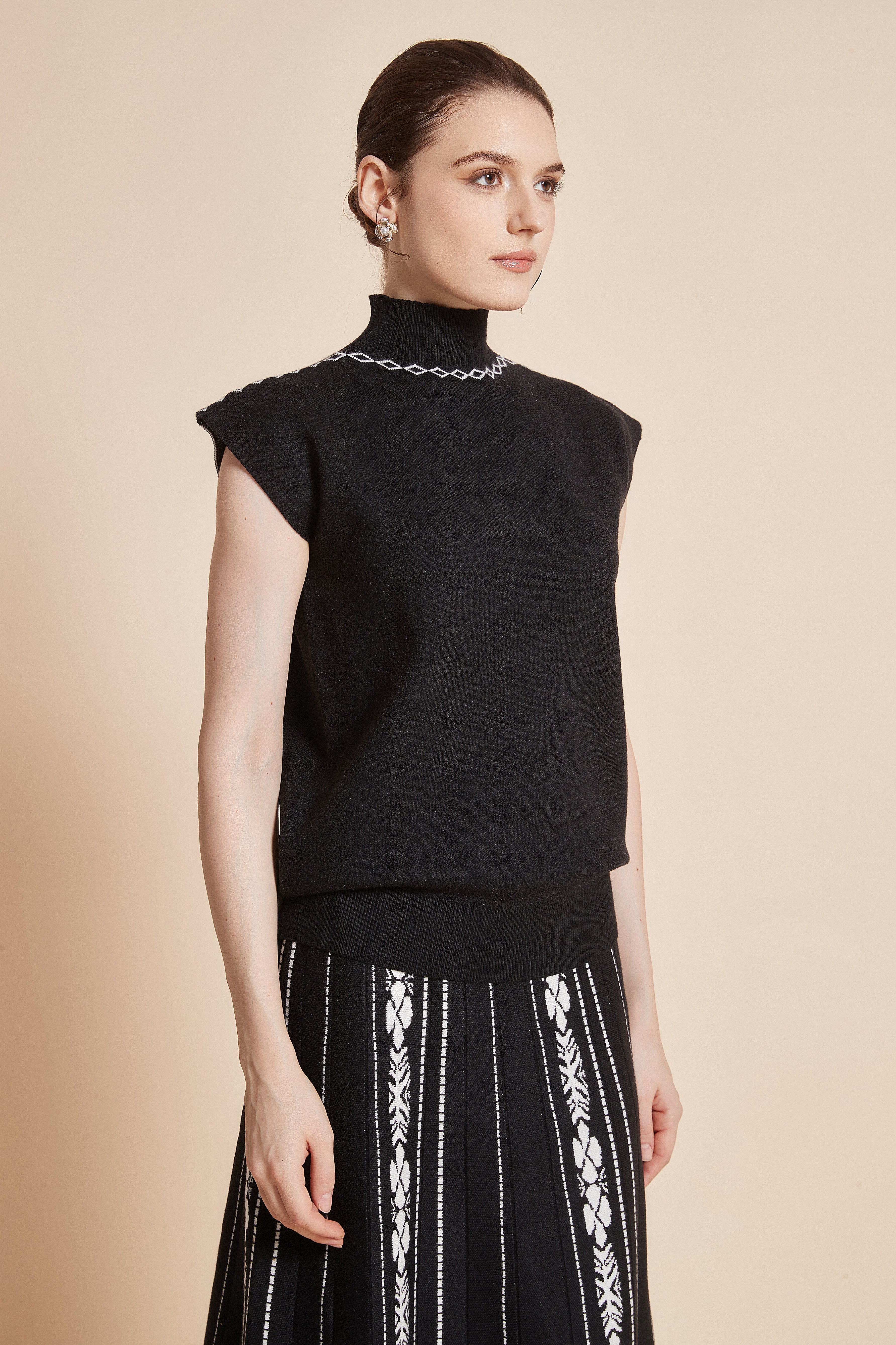Sleeveless High-Neck Blouse