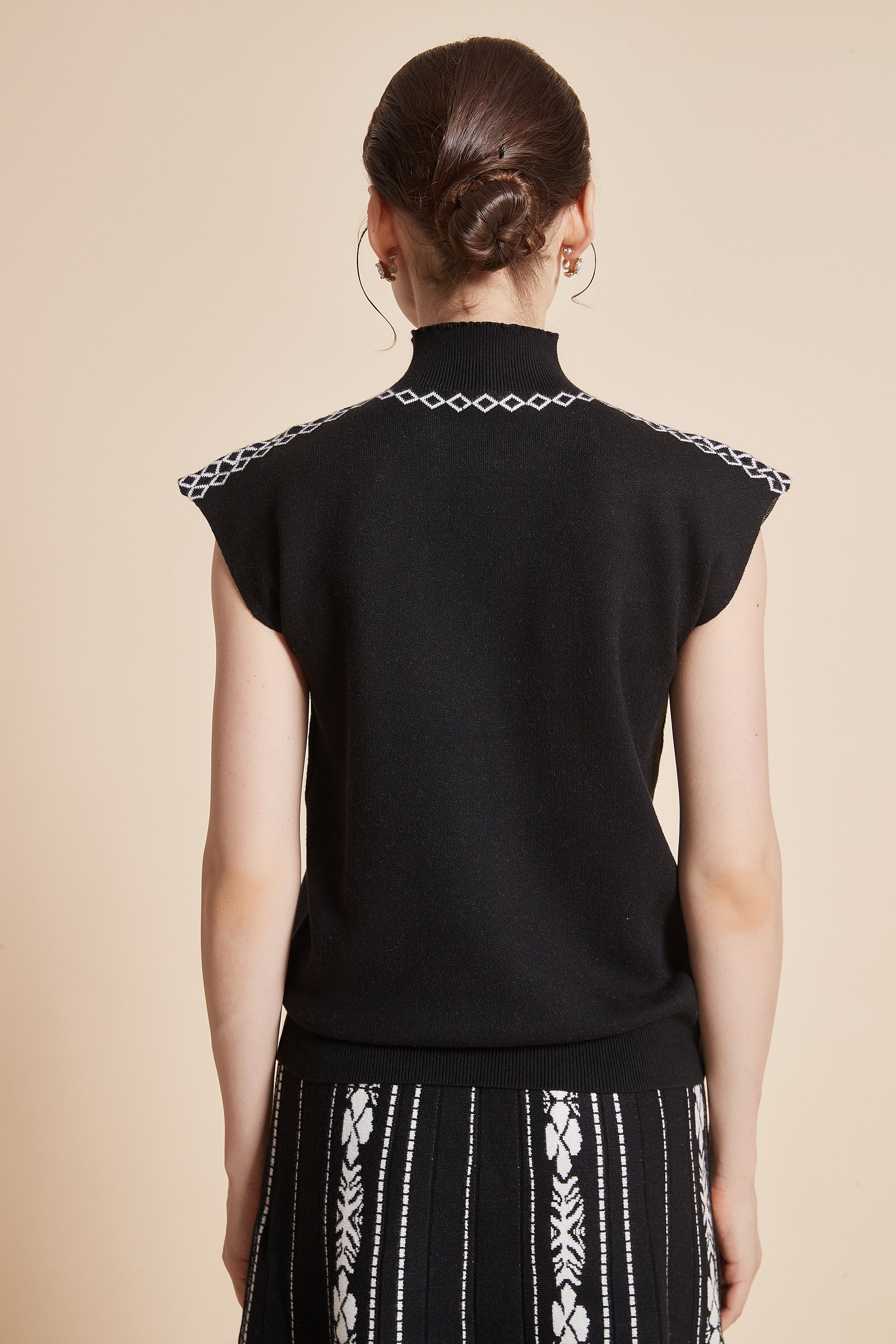 Sleeveless High-Neck Blouse