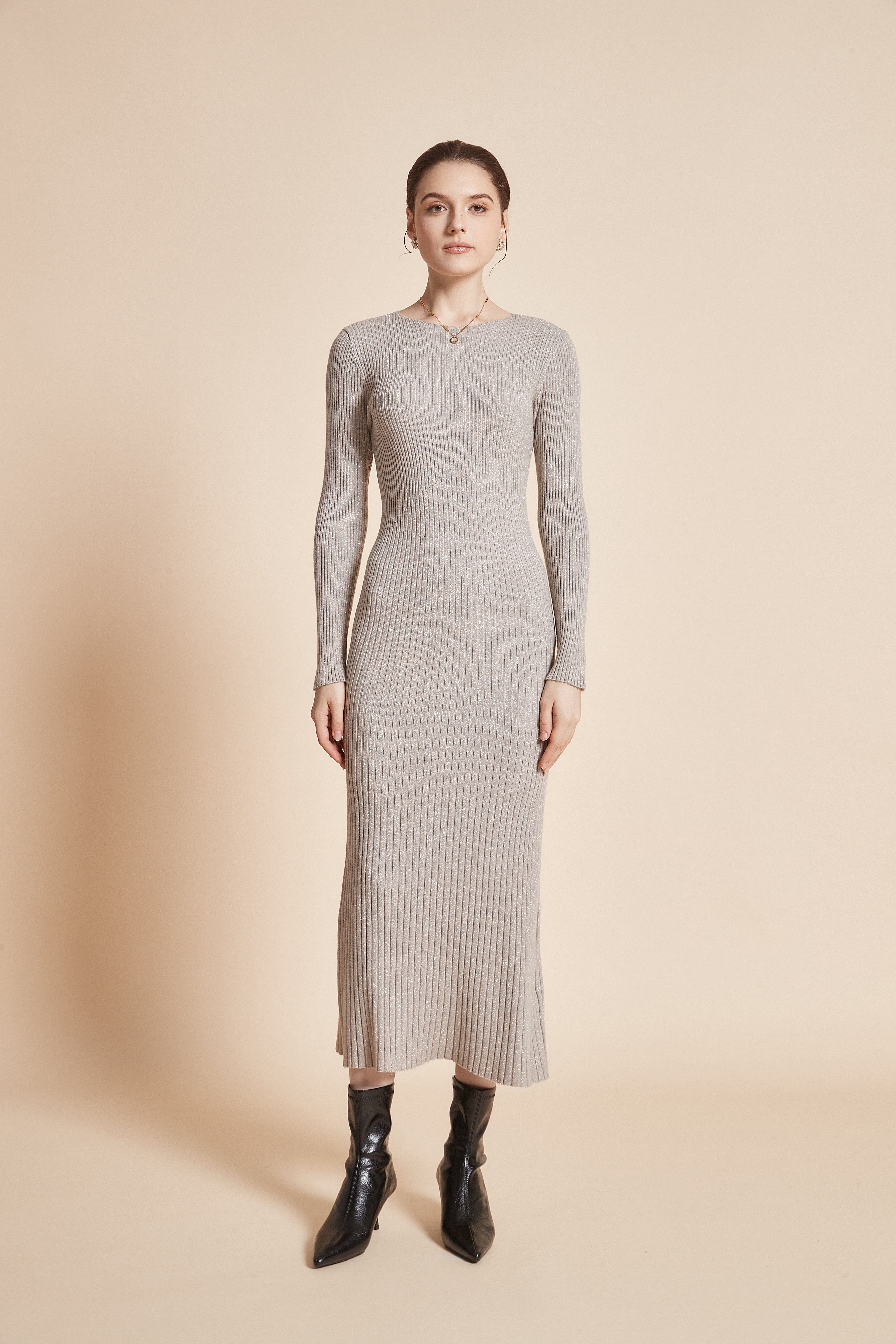 Long Sleeve Plain Dress