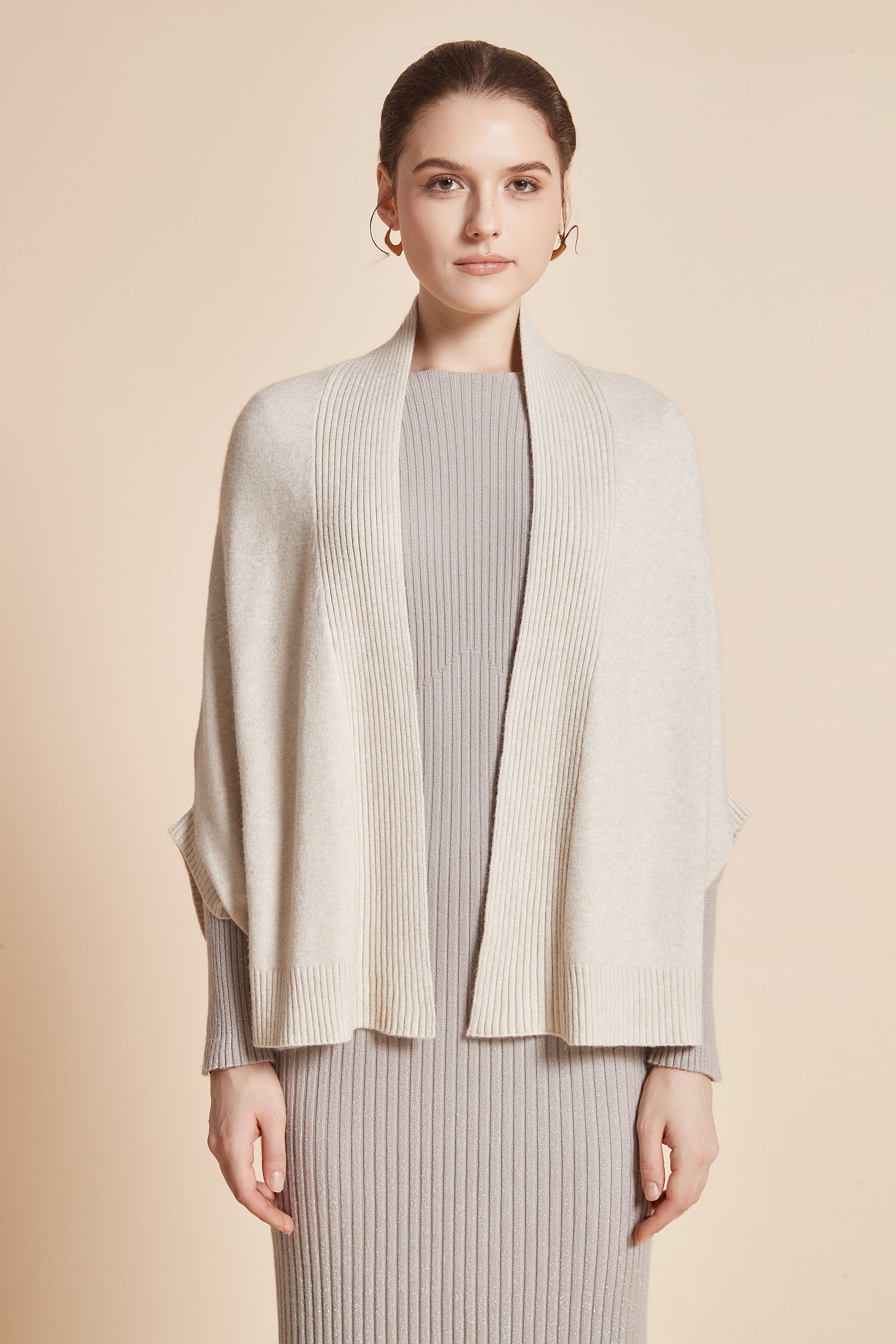 Plain Open-Front Jacket With 3/4 Sleeves