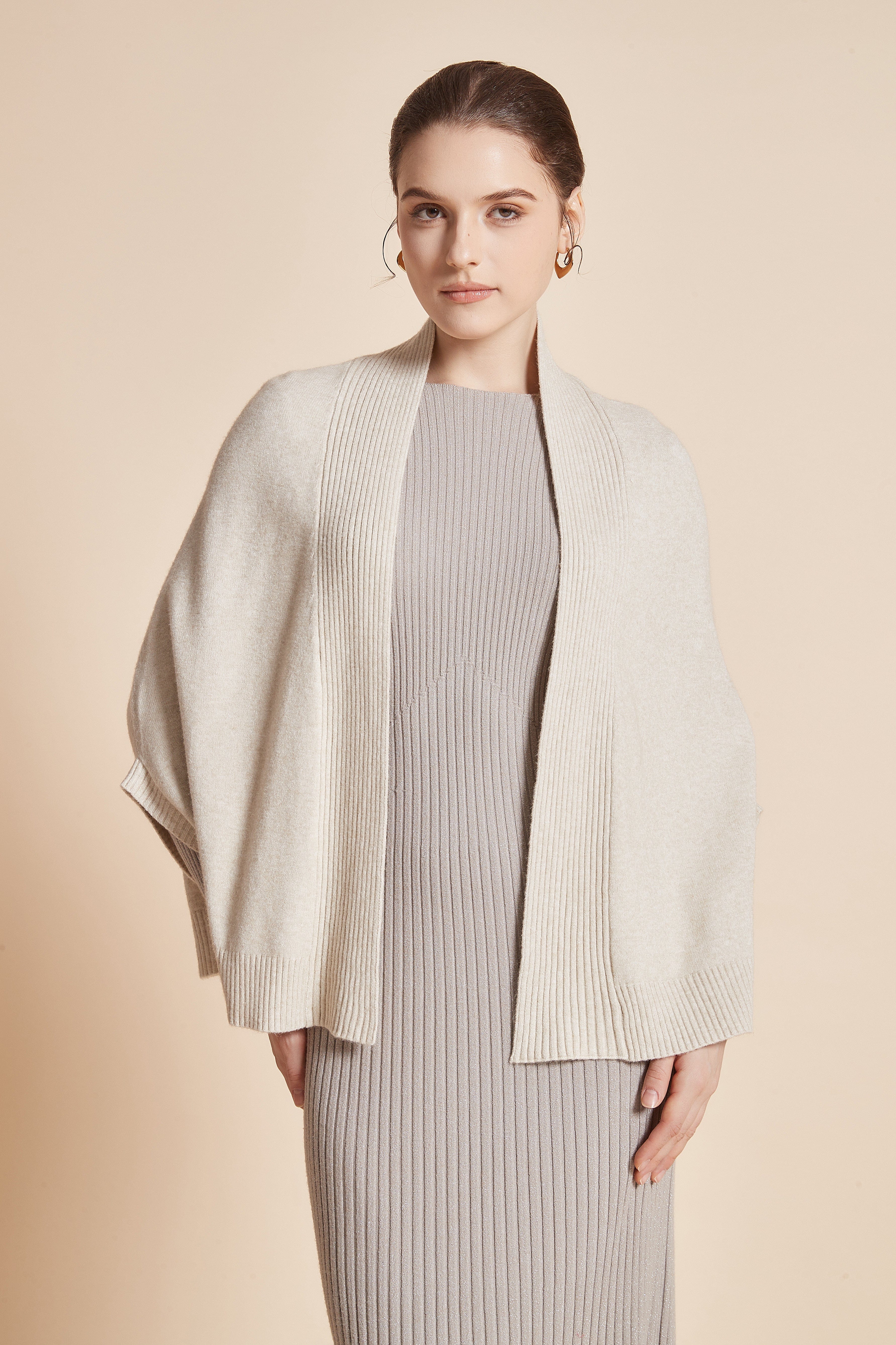 Plain Open-Front Jacket With 3/4 Sleeves