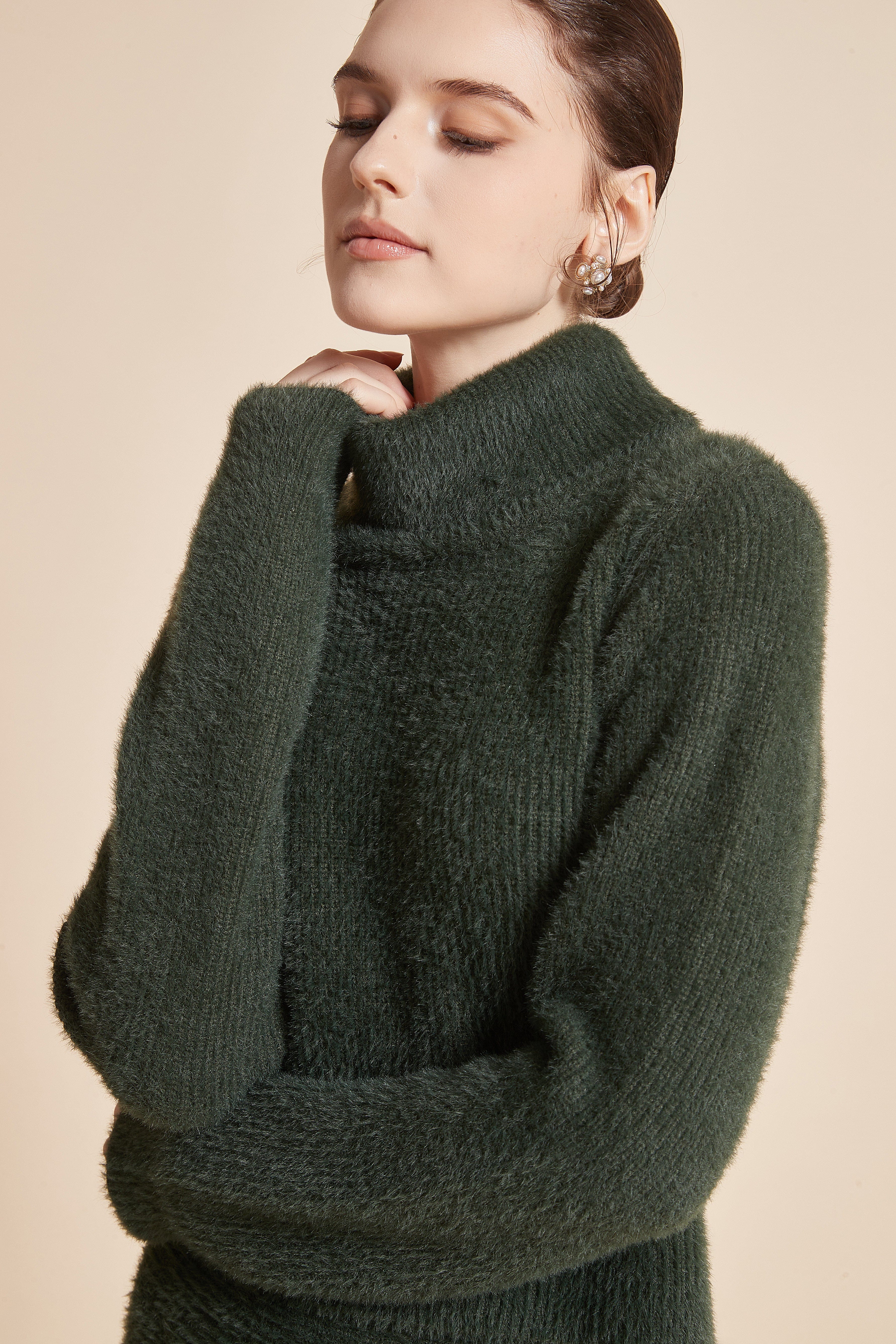 Plain Winter Blouse With Long Sleeves And High Neck