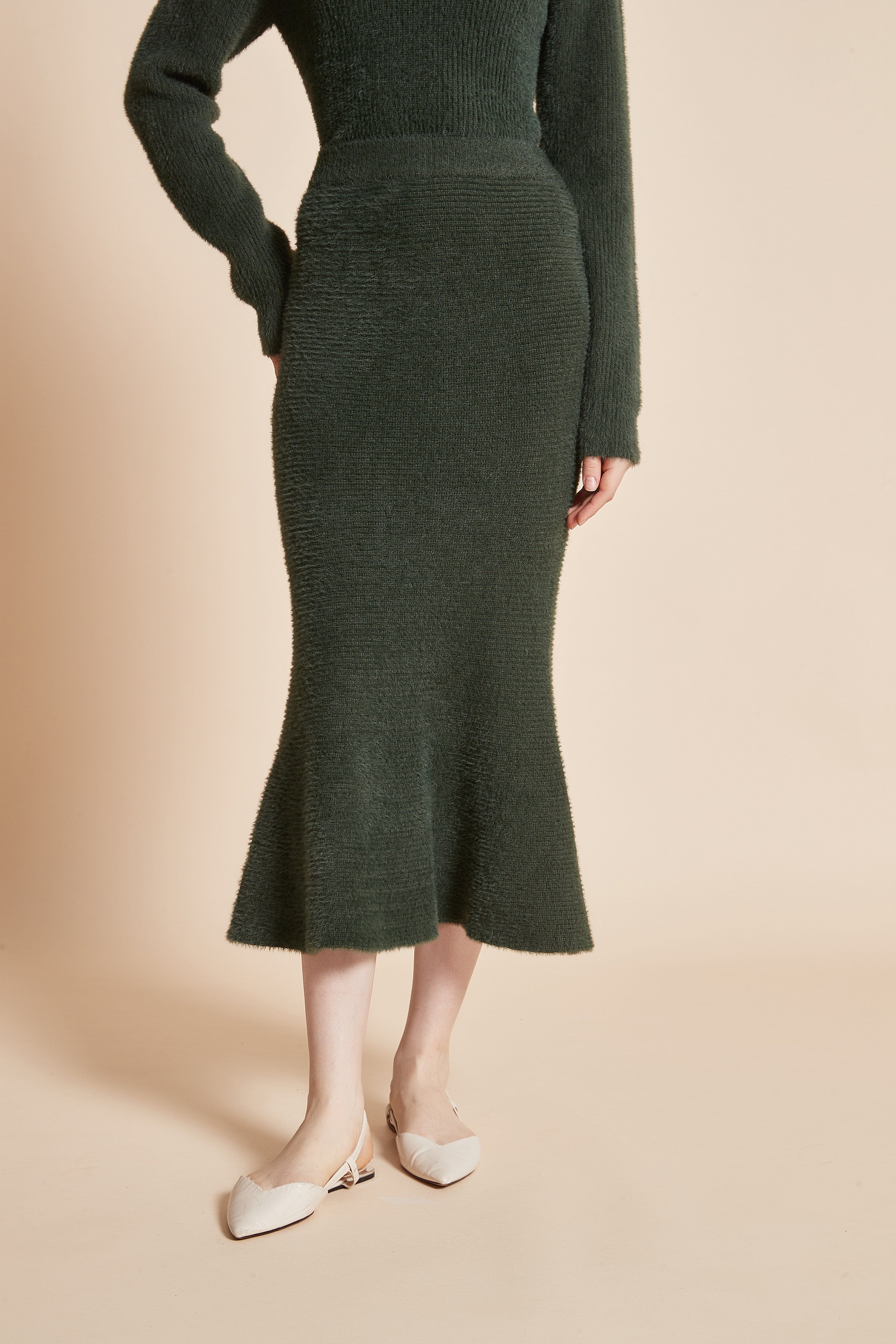 Midi Skirt With Ruffled Cut