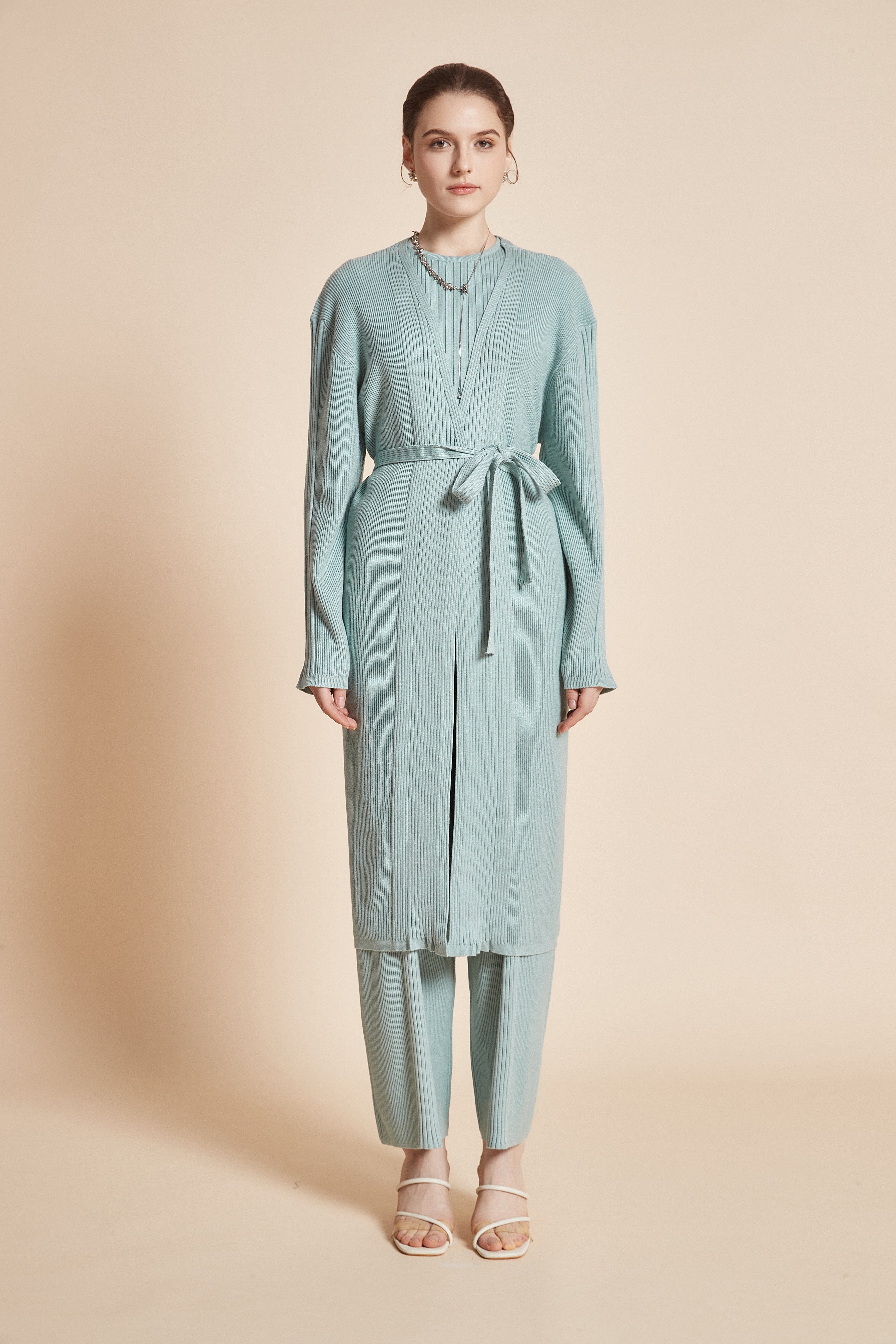 Stylish Long Open Jacket with Waist Belt -Perfect Long Open Front