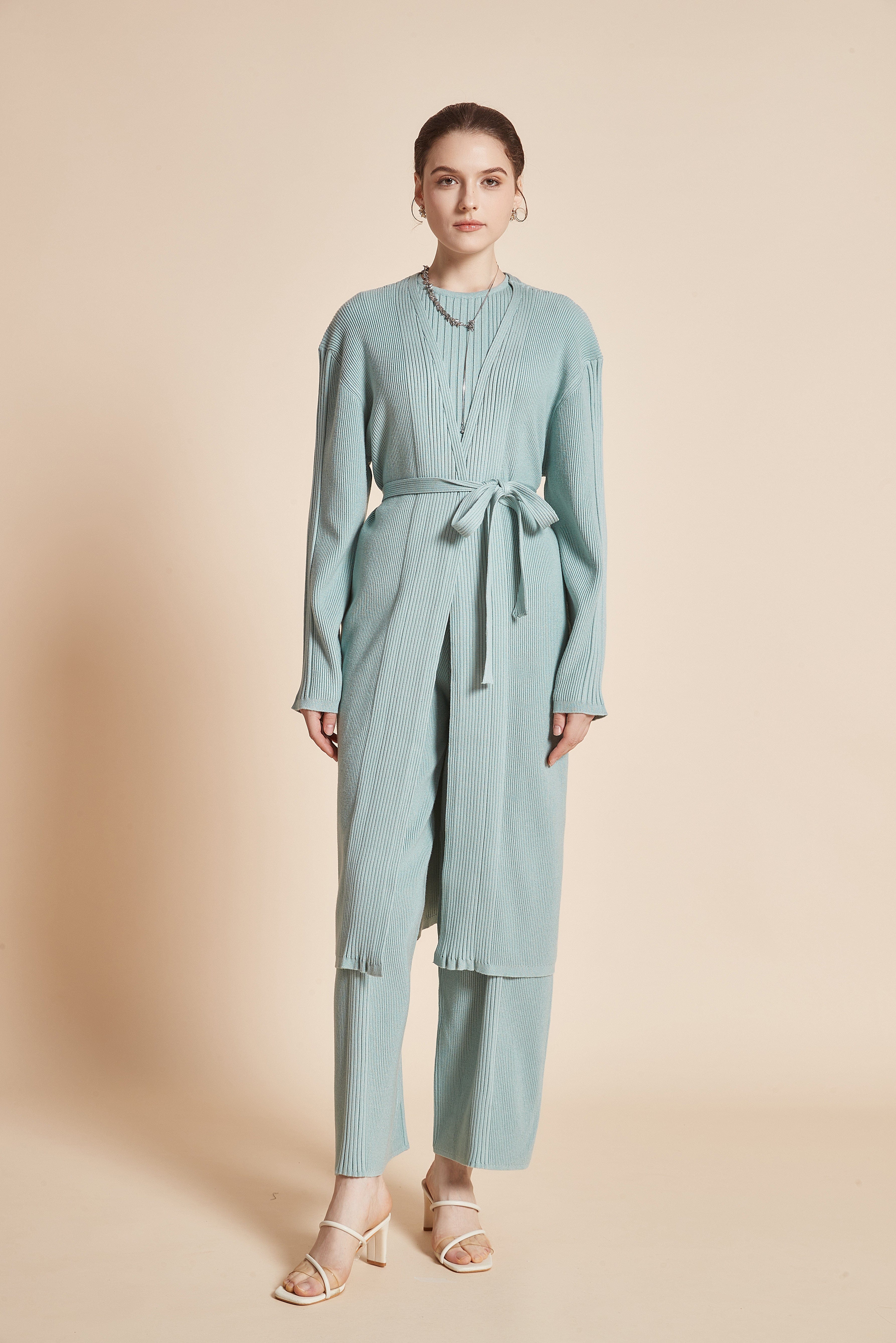 Stylish Long Open Jacket with Waist Belt -Perfect Long Open Front