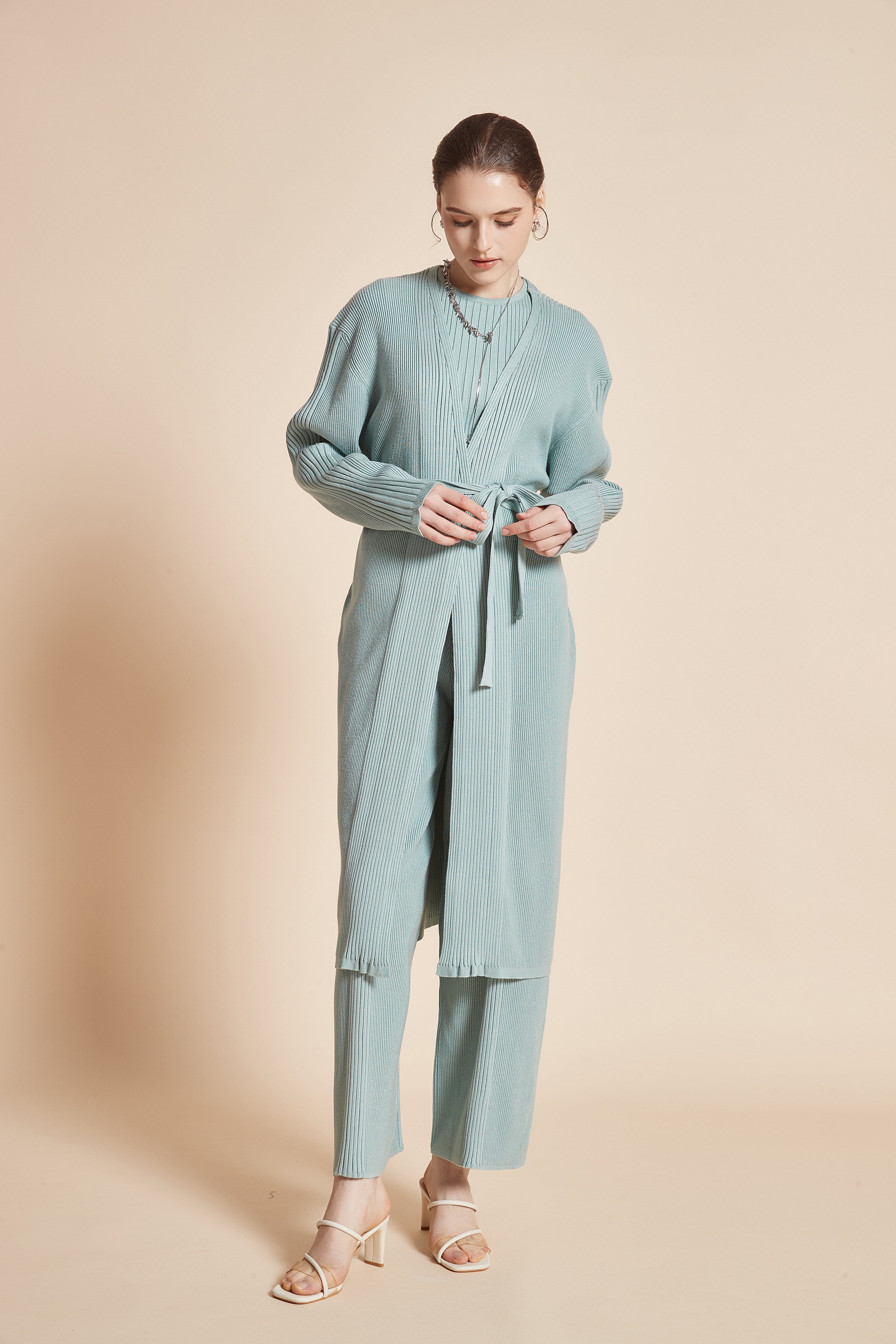 Stylish Long Open Jacket with Waist Belt -Perfect Long Open Front