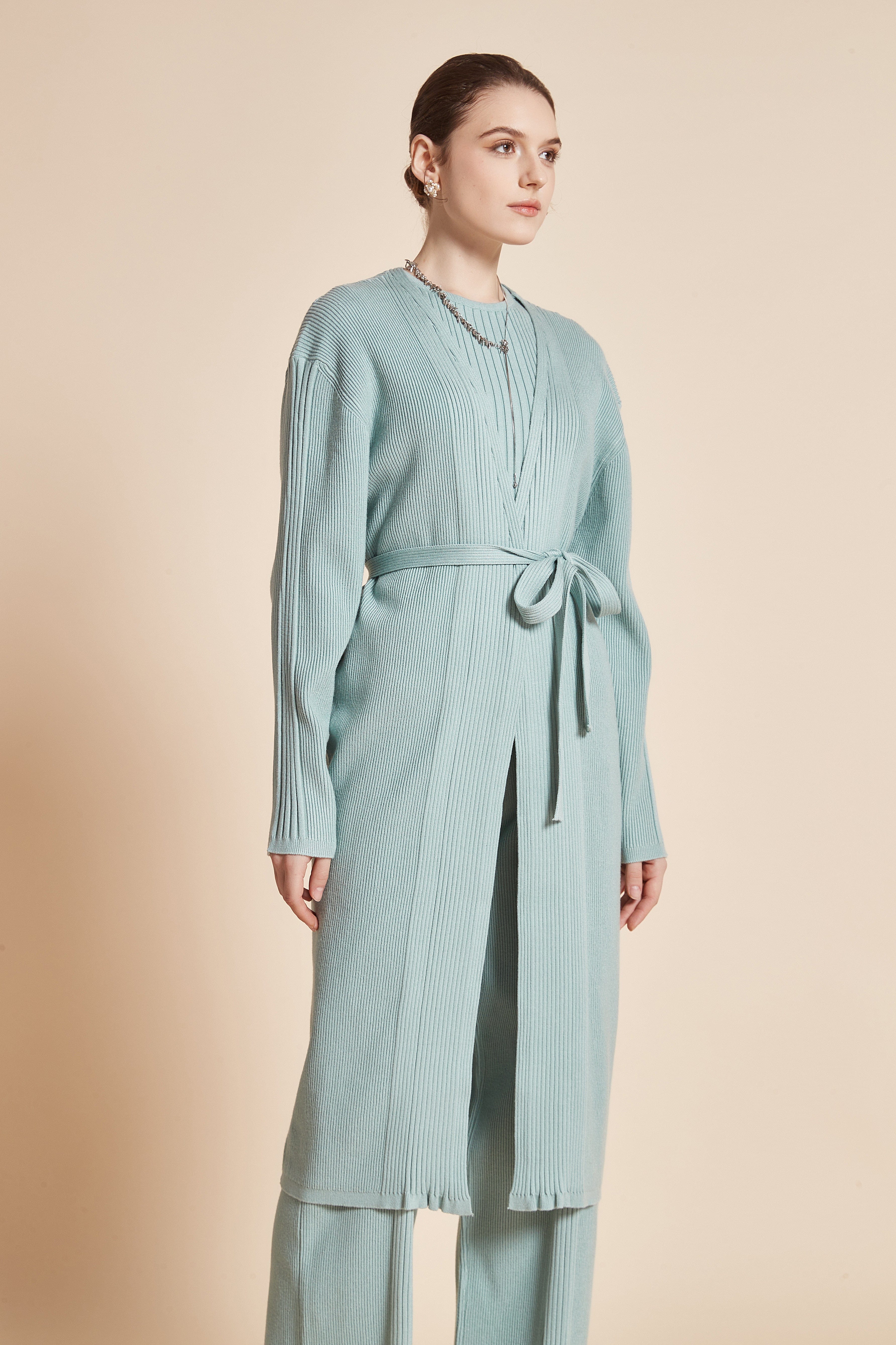 Stylish Long Open Jacket with Waist Belt -Perfect Long Open Front
