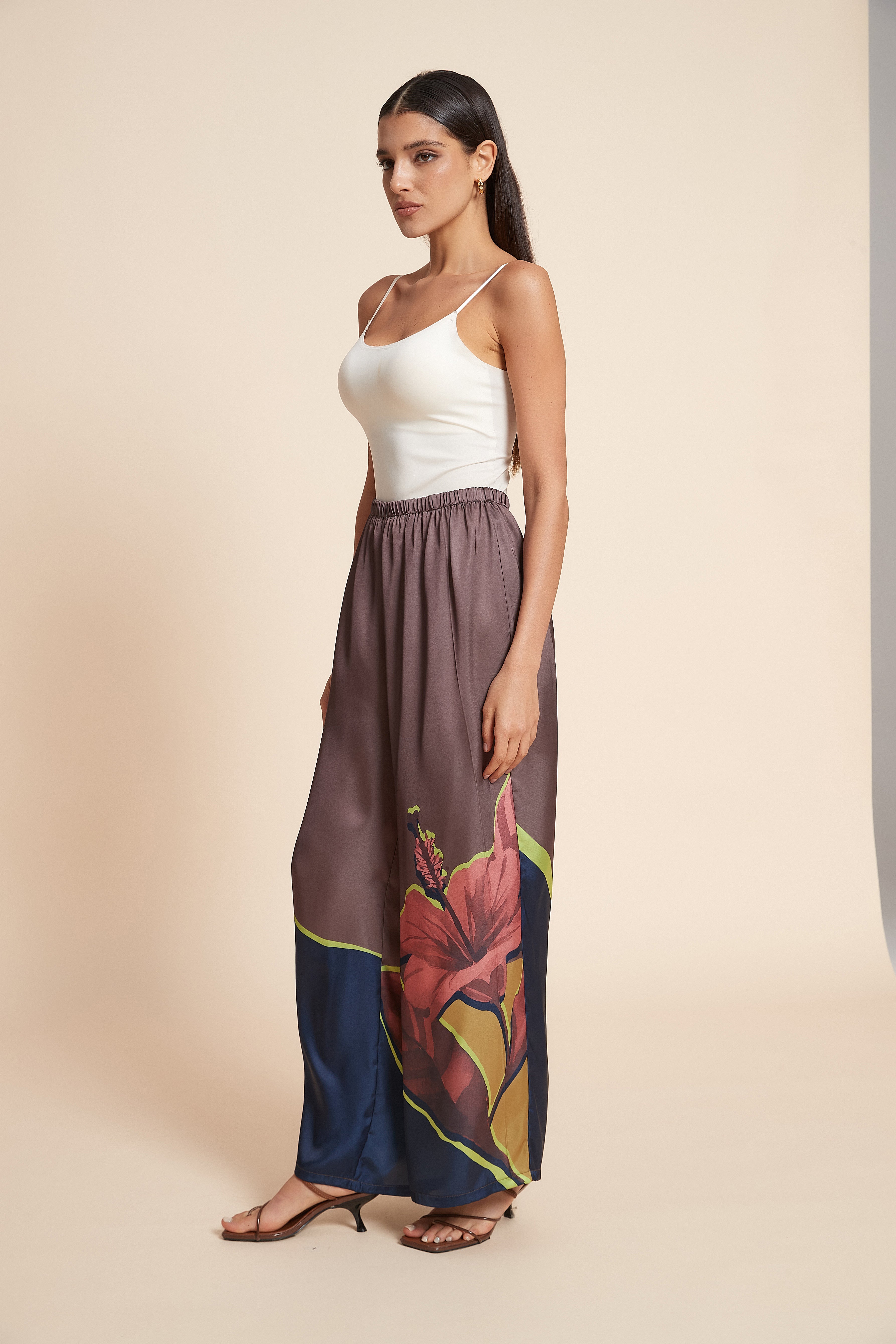 Wide-Leg Patterned Trousers