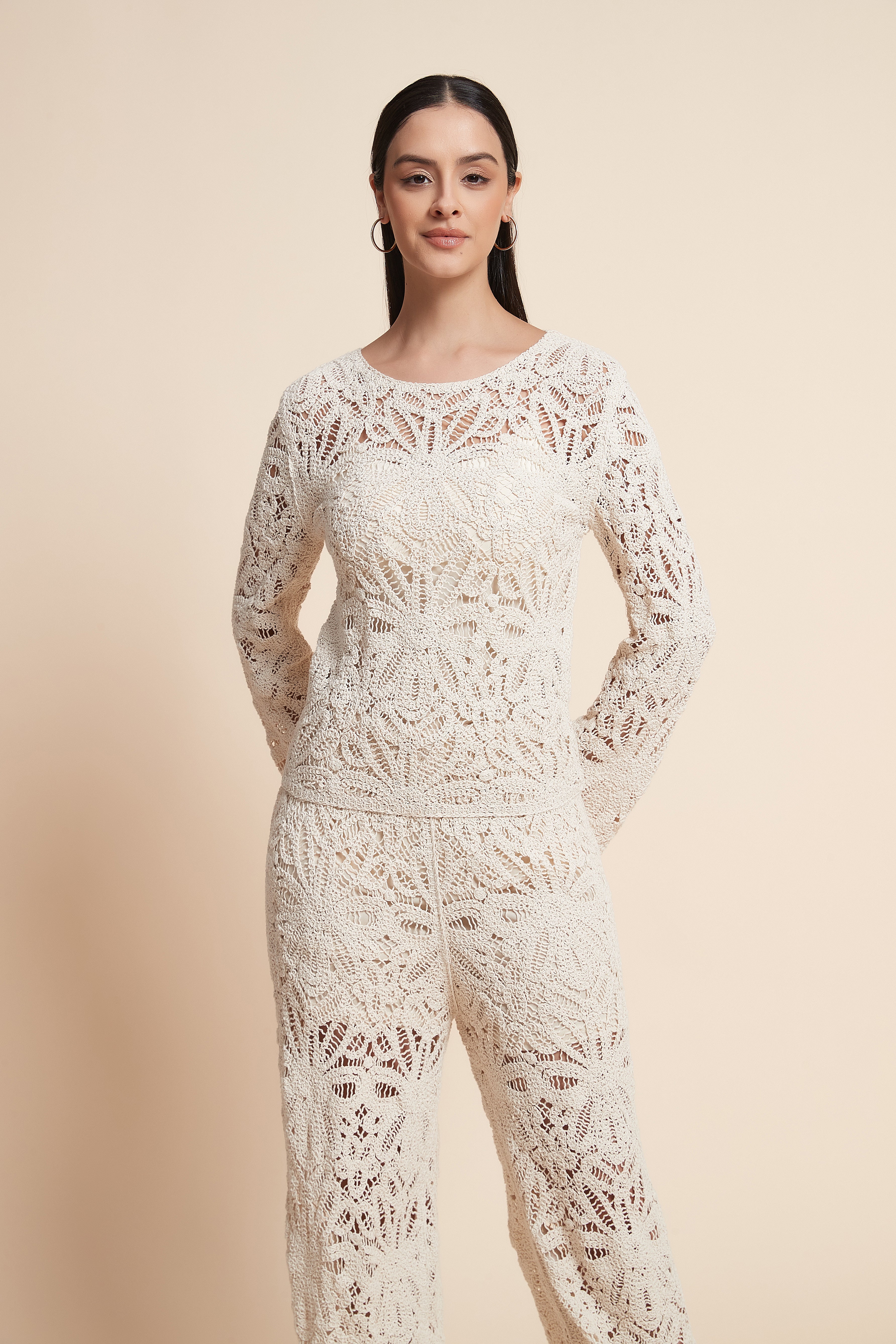 Embroidered Long-Sleeve Top