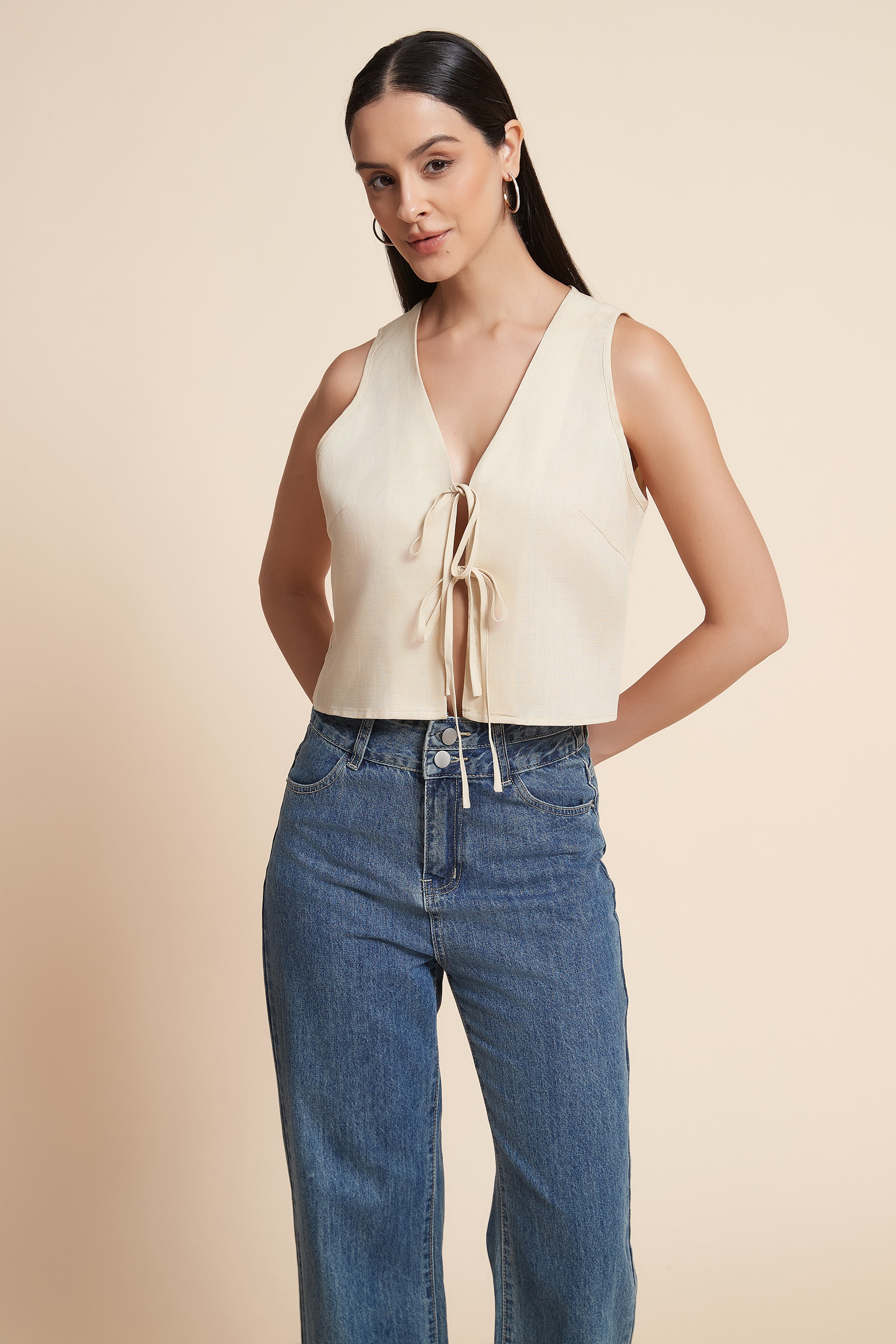Sleeveless Drawstring Vest