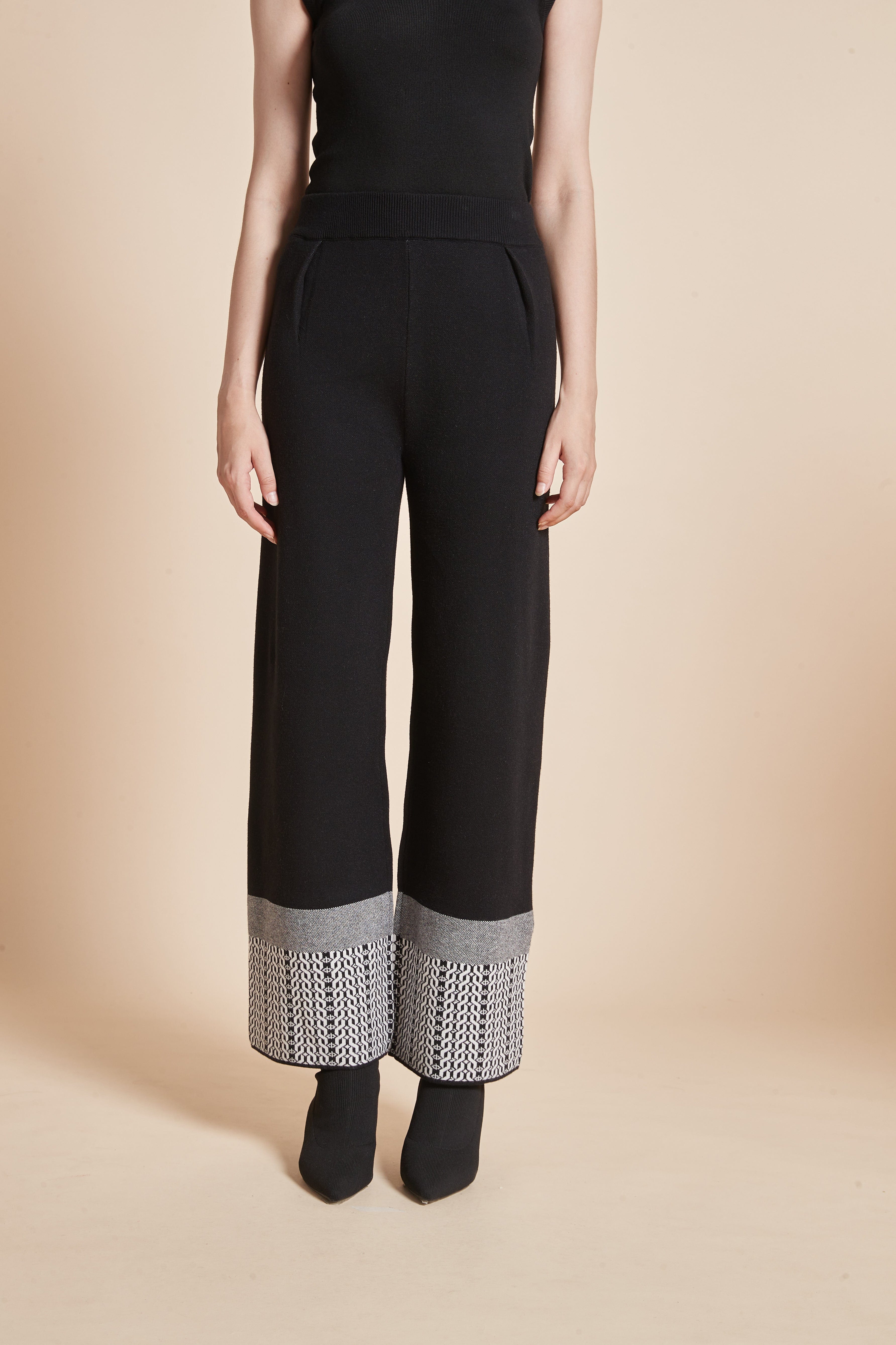 Long Polka-Dot Wide-Leg Pants