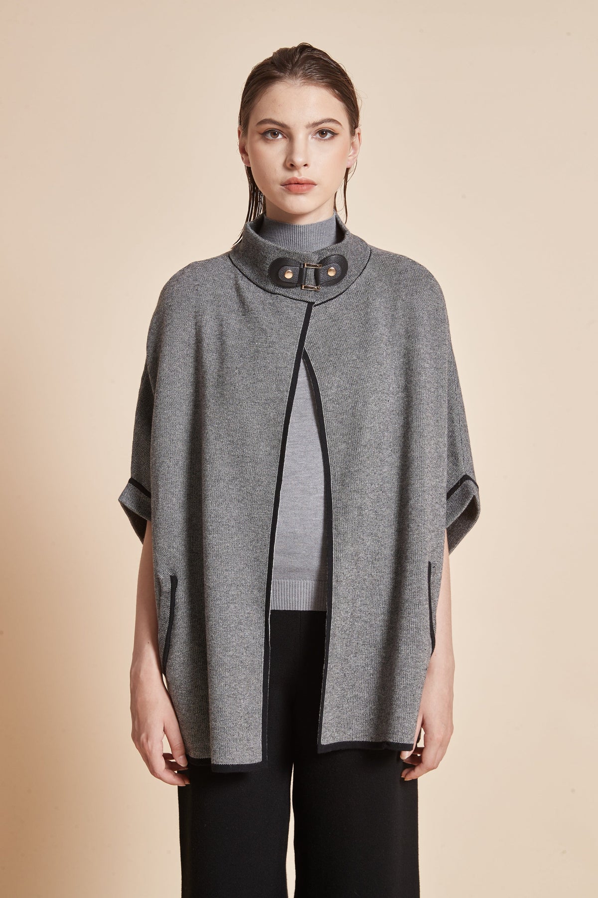 Open Half Sleeve Jacket With Front Pockets