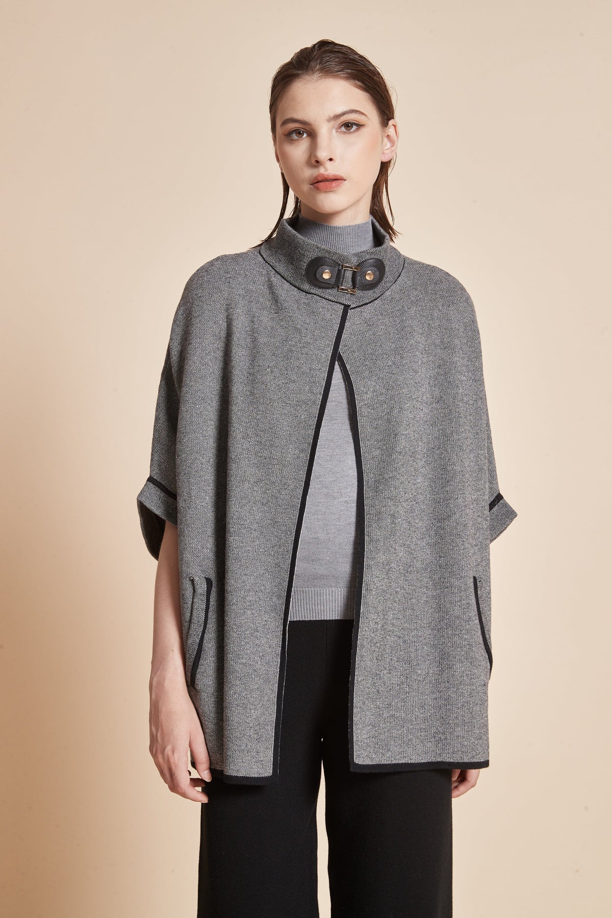 Open Half Sleeve Jacket With Front Pockets