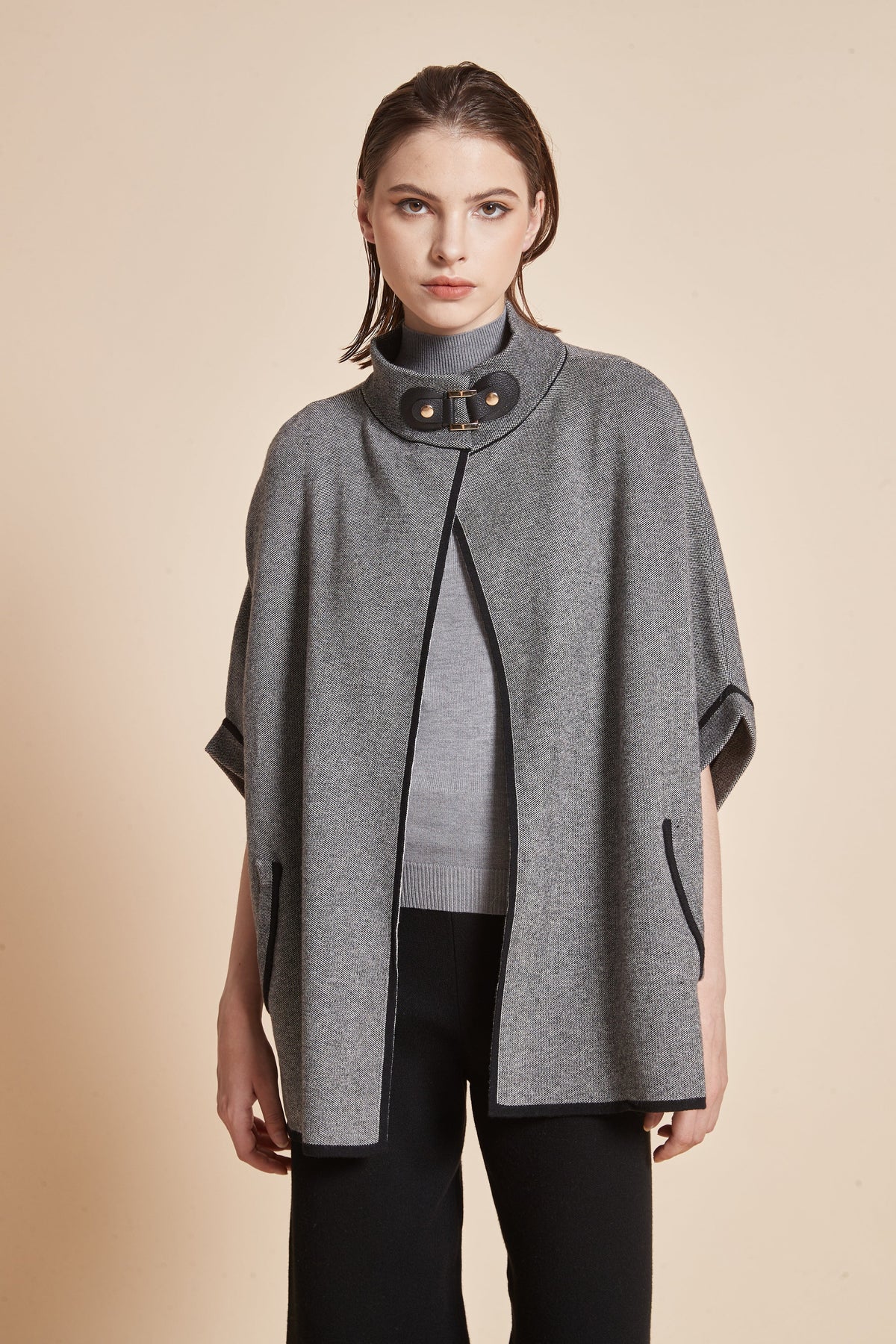 Open Half Sleeve Jacket With Front Pockets