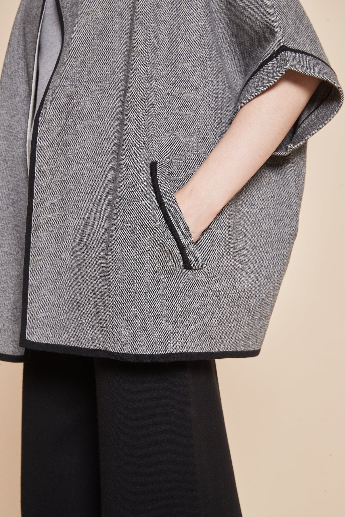 Open Half Sleeve Jacket With Front Pockets