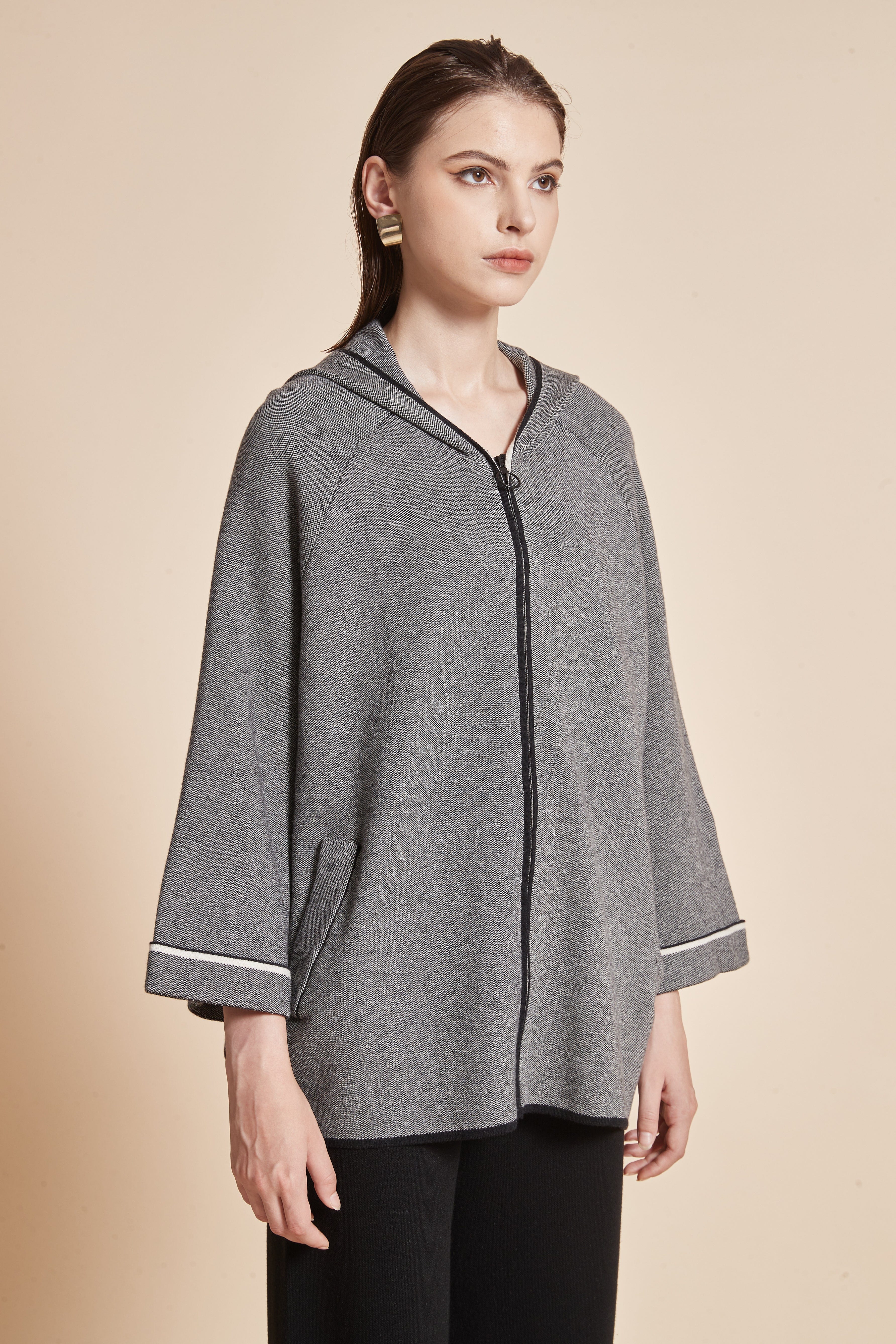 Winter Jacket With Long Sleeves And Front Zipper