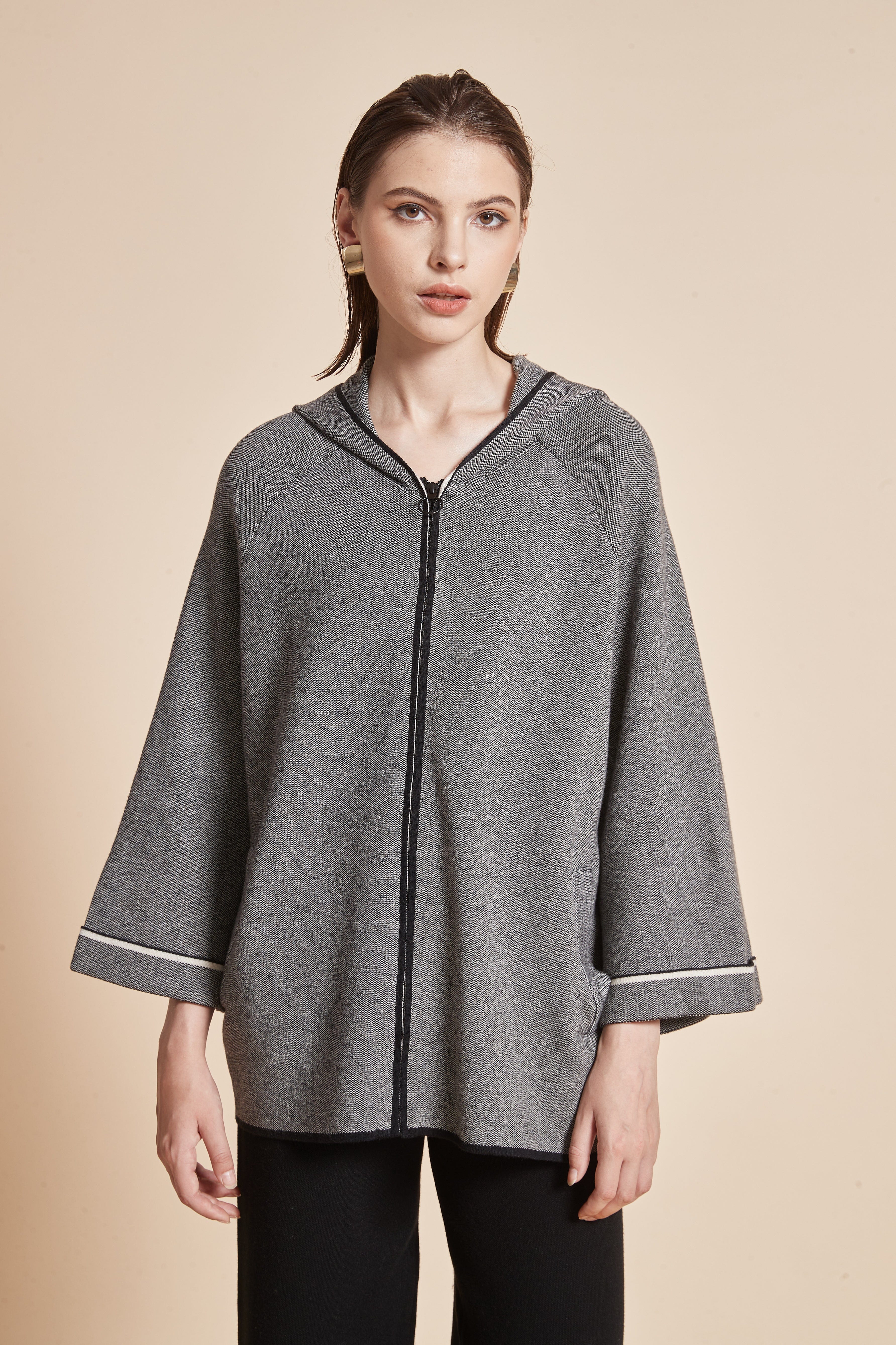 Winter Jacket With Long Sleeves And Front Zipper