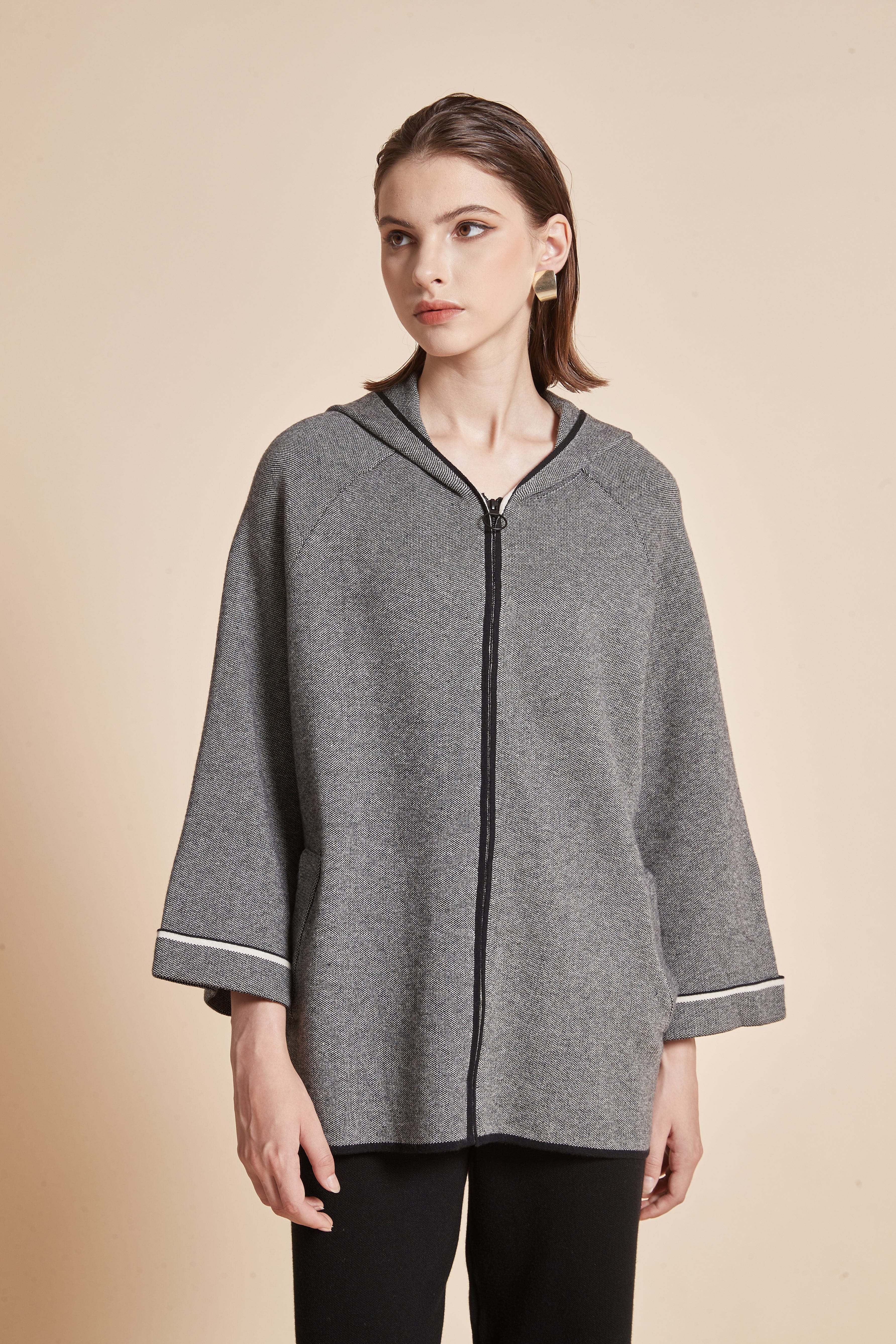 Winter Jacket With Long Sleeves And Front Zipper