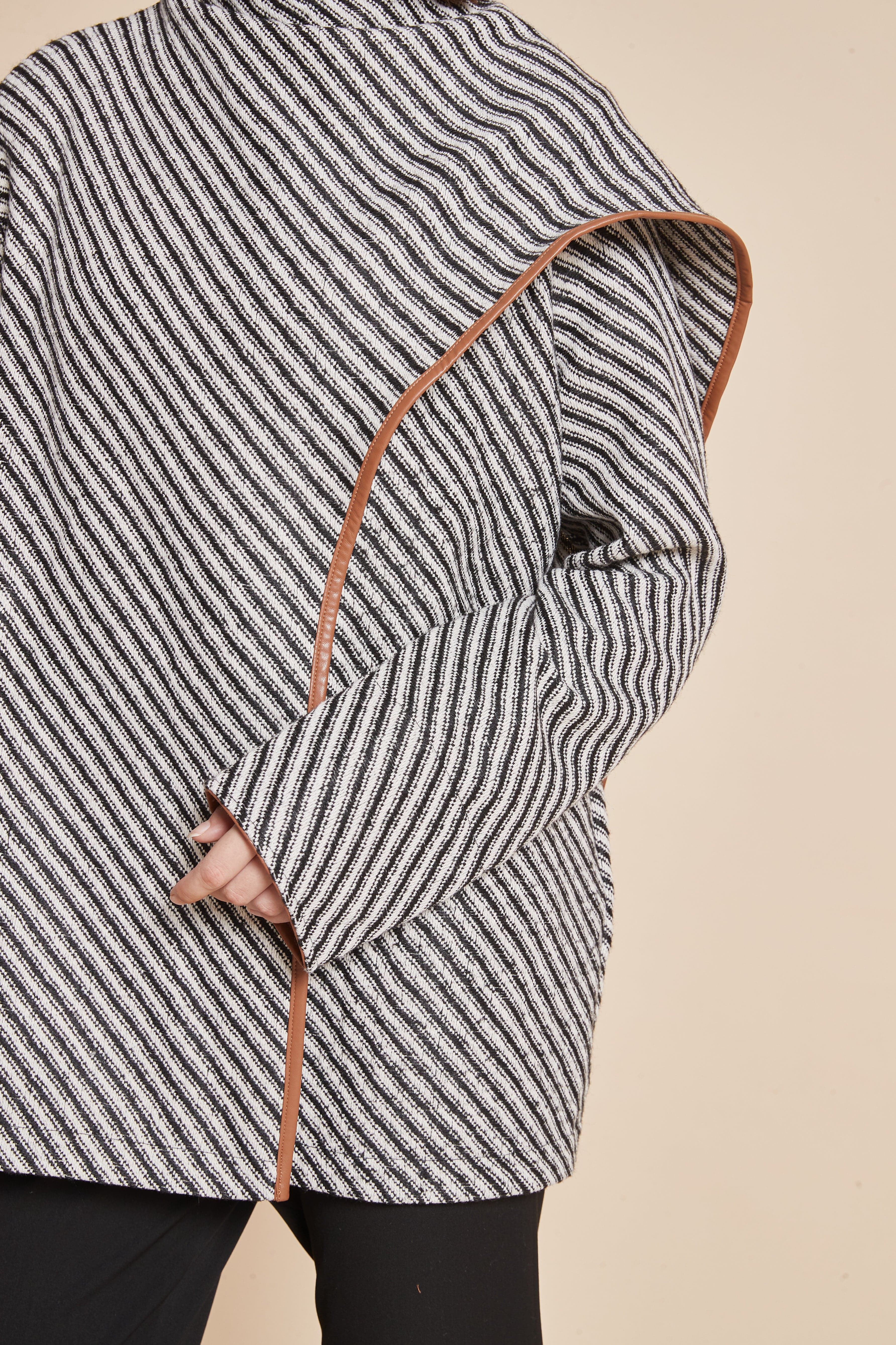 Striped Jacket With Long Sleeves And High Neck