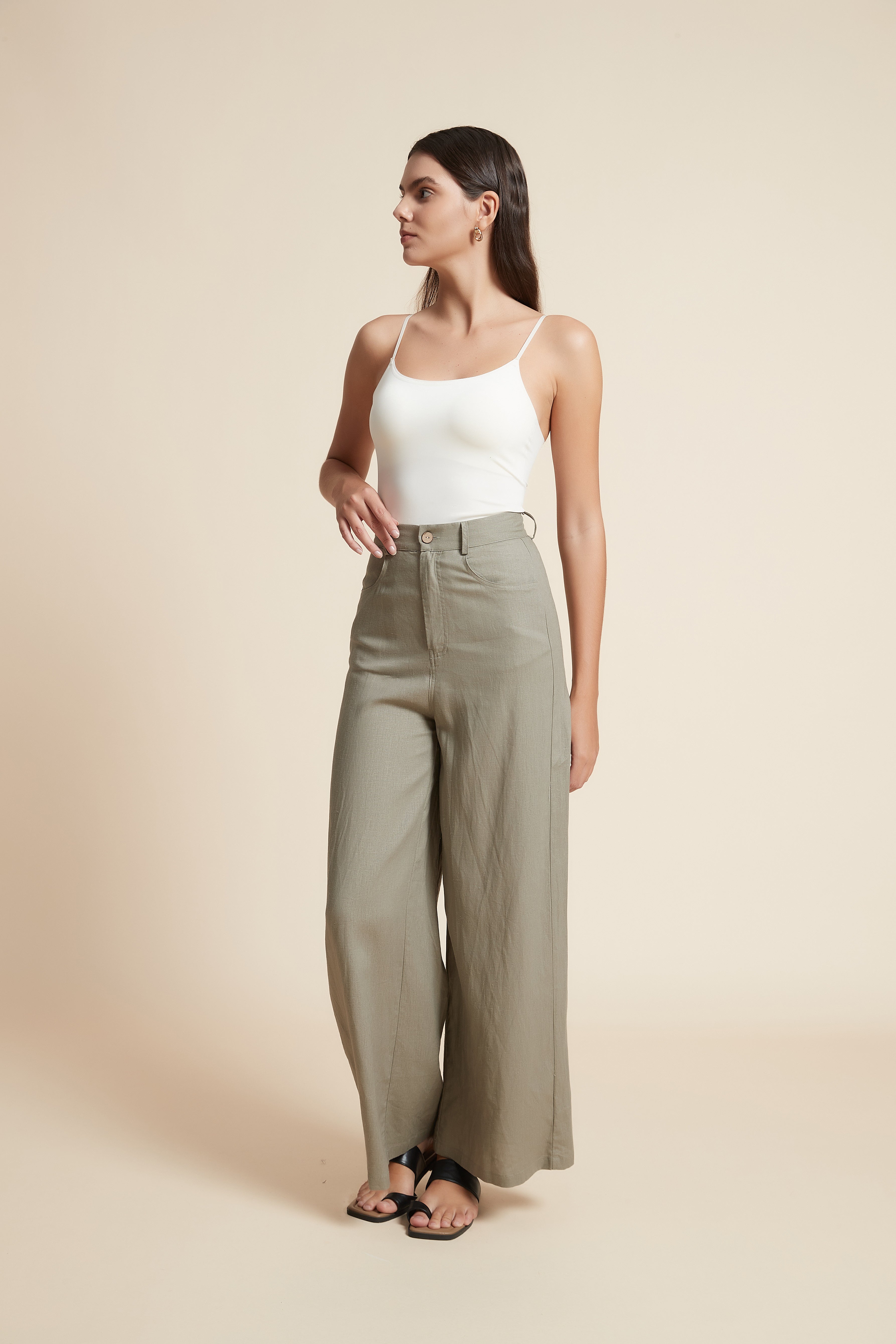 بنطلون سادة بطول عادي