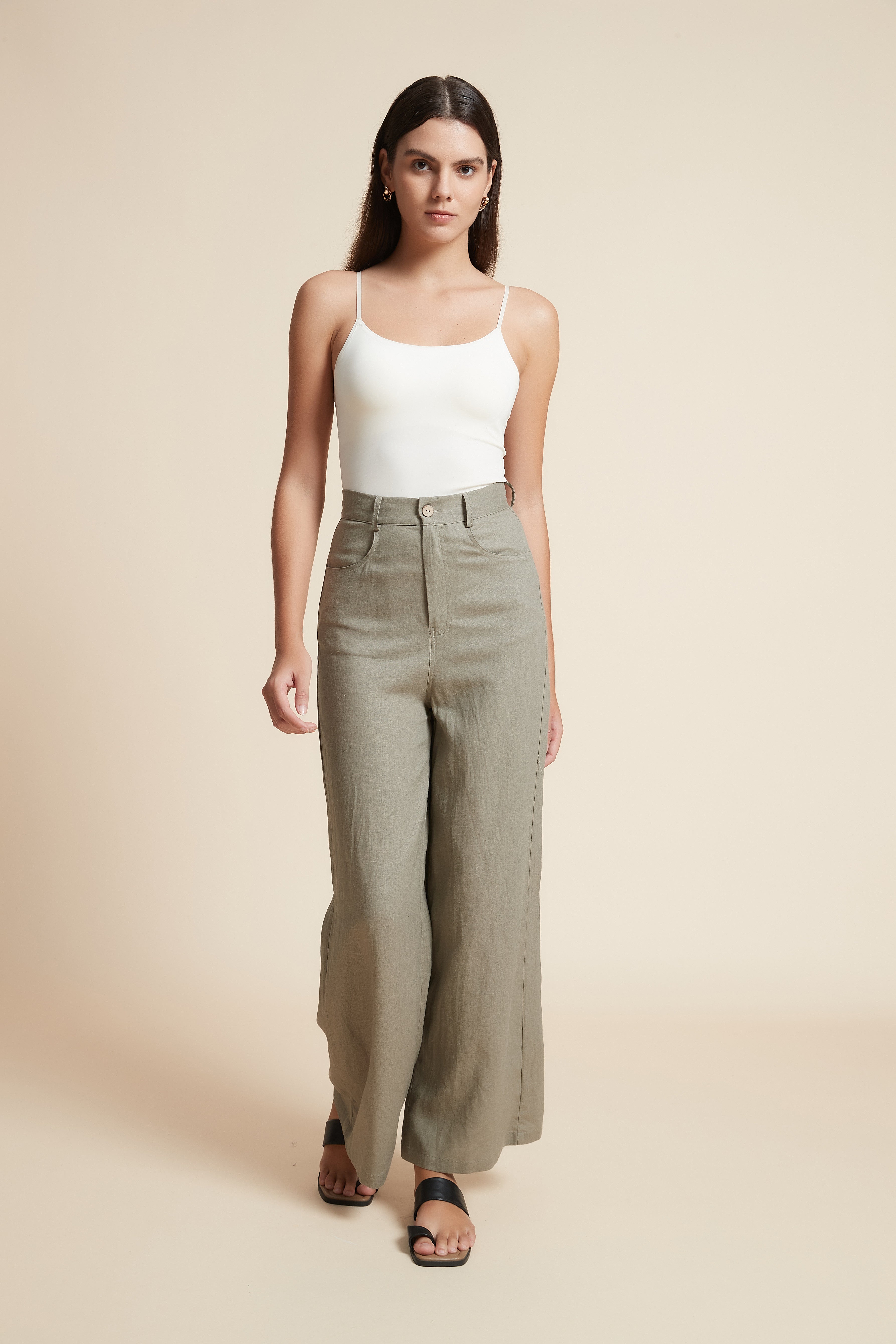 بنطلون سادة بطول عادي