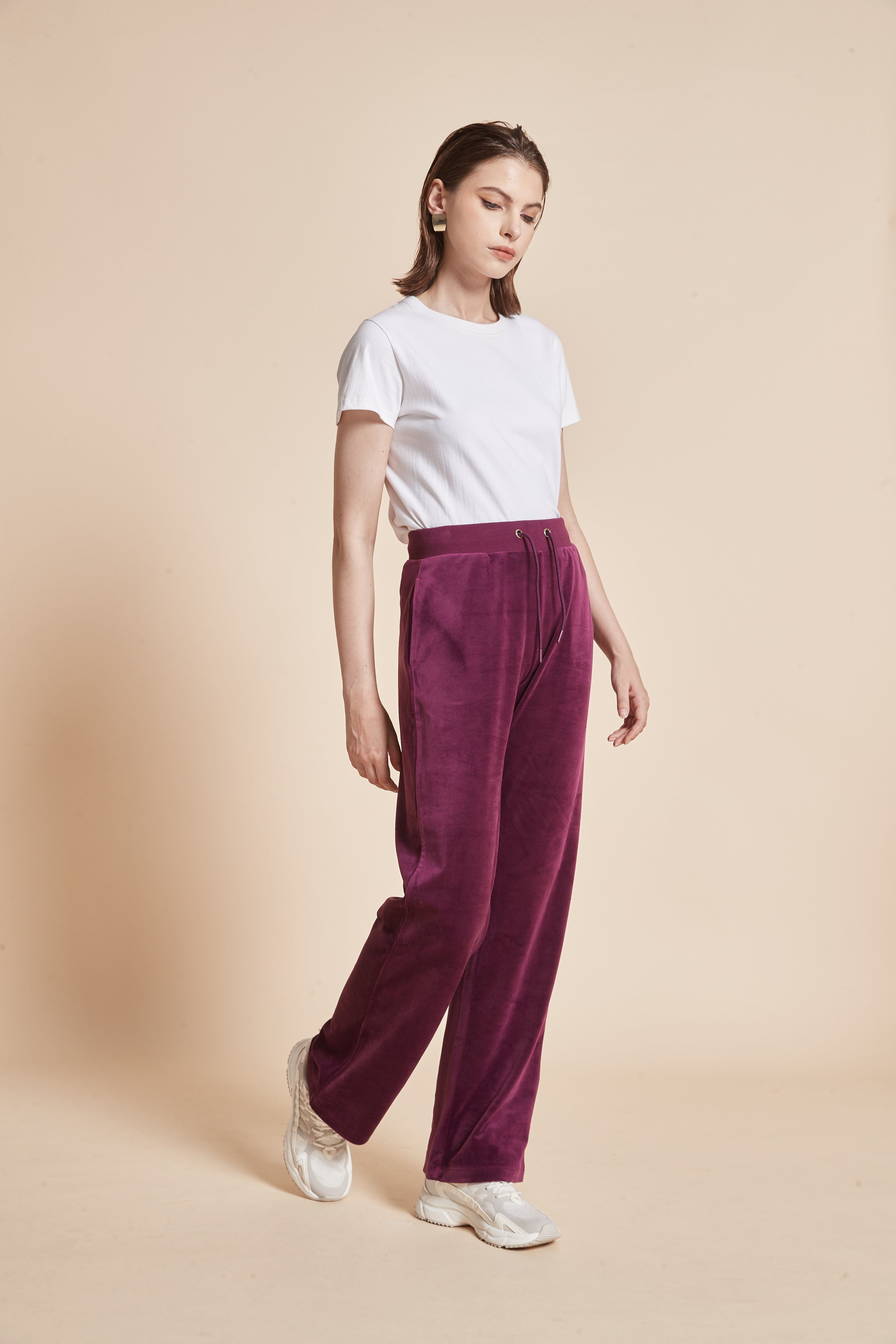 Straight Leg Long Pants with Elastic Waistband