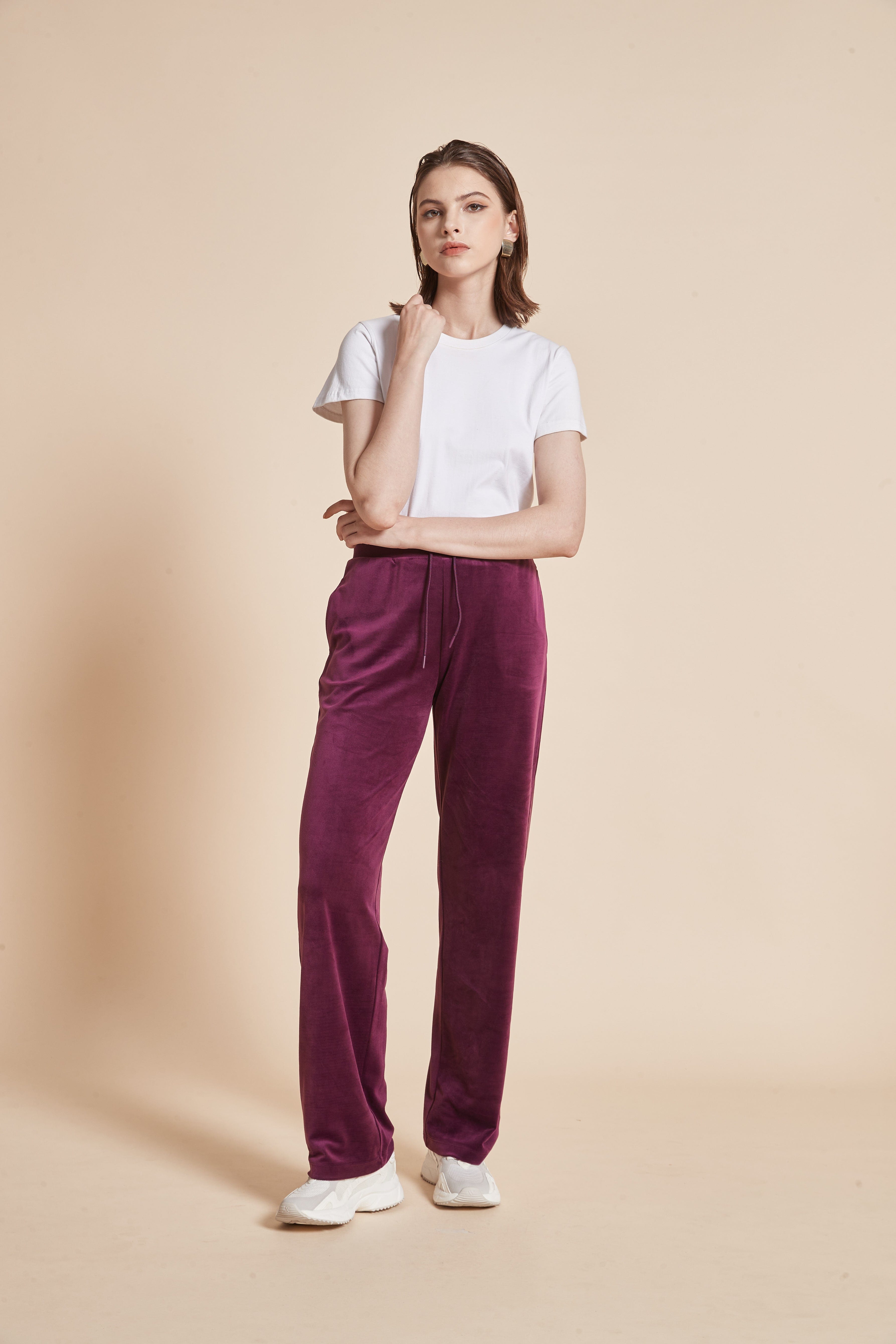 Straight Leg Long Pants with Elastic Waistband