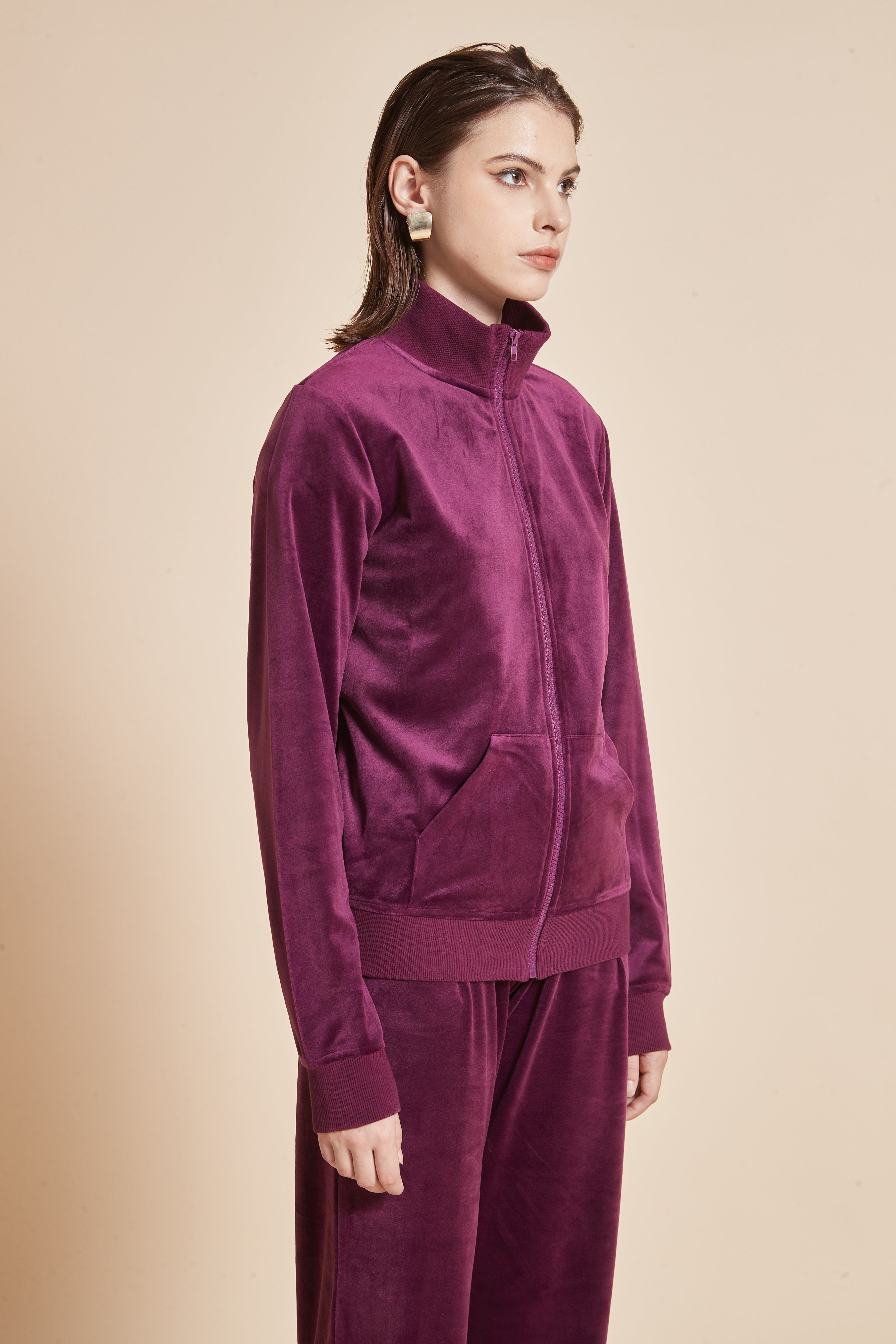 High-Neck Jacket With Long Sleeves And Front Zipper