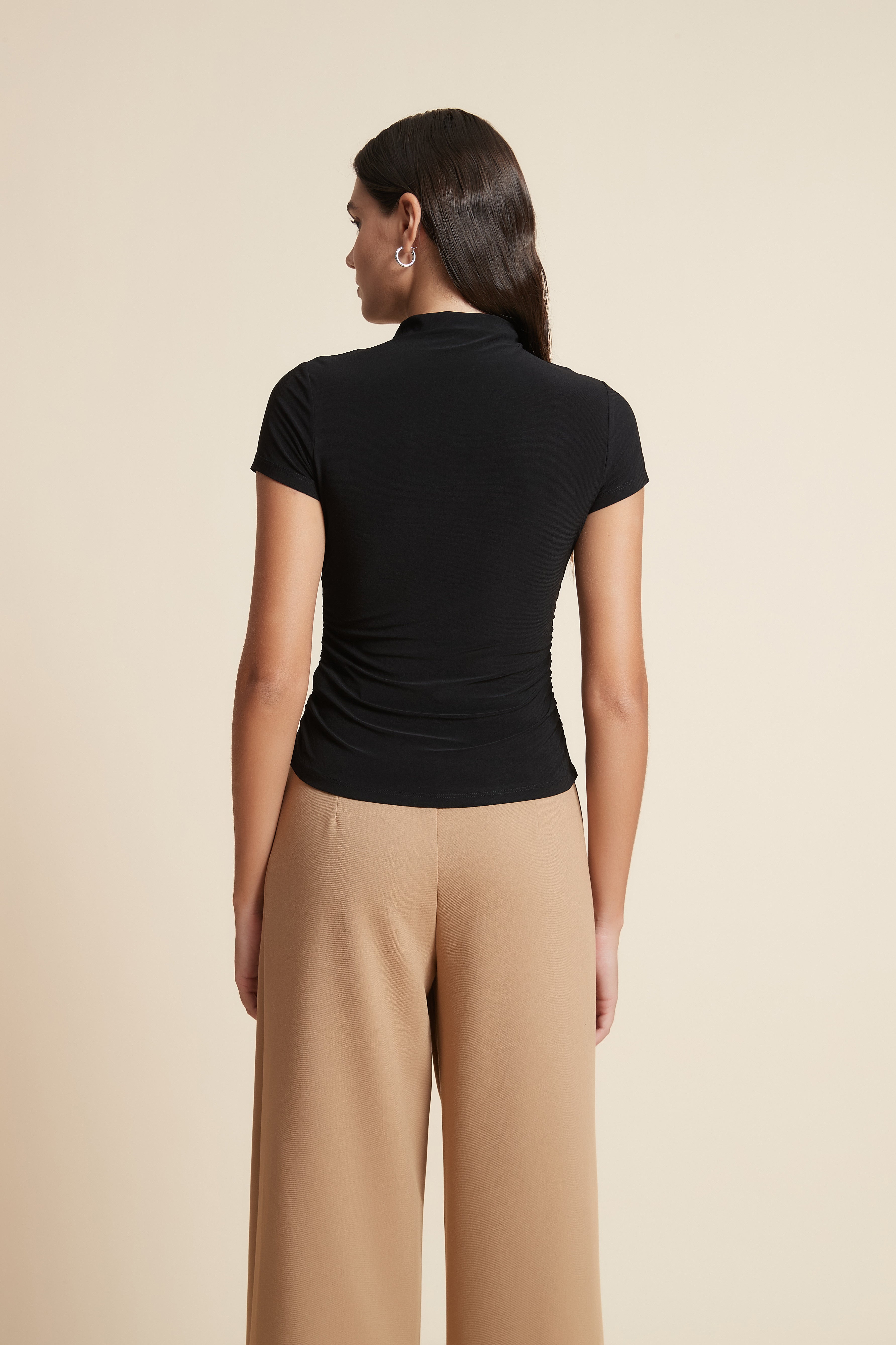 High Neck Short Sleeve Blouse