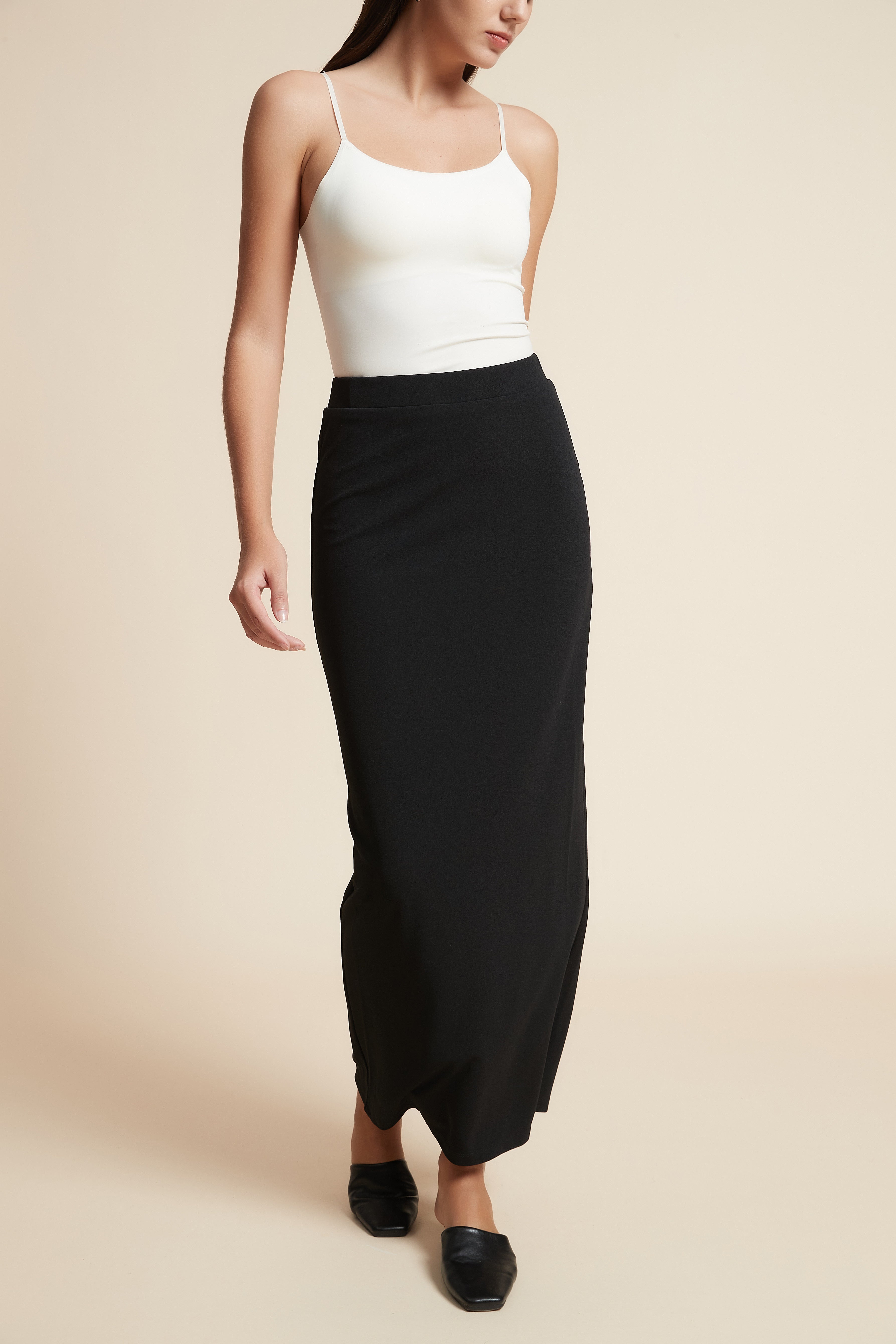 Solid Long Straight Skirt
