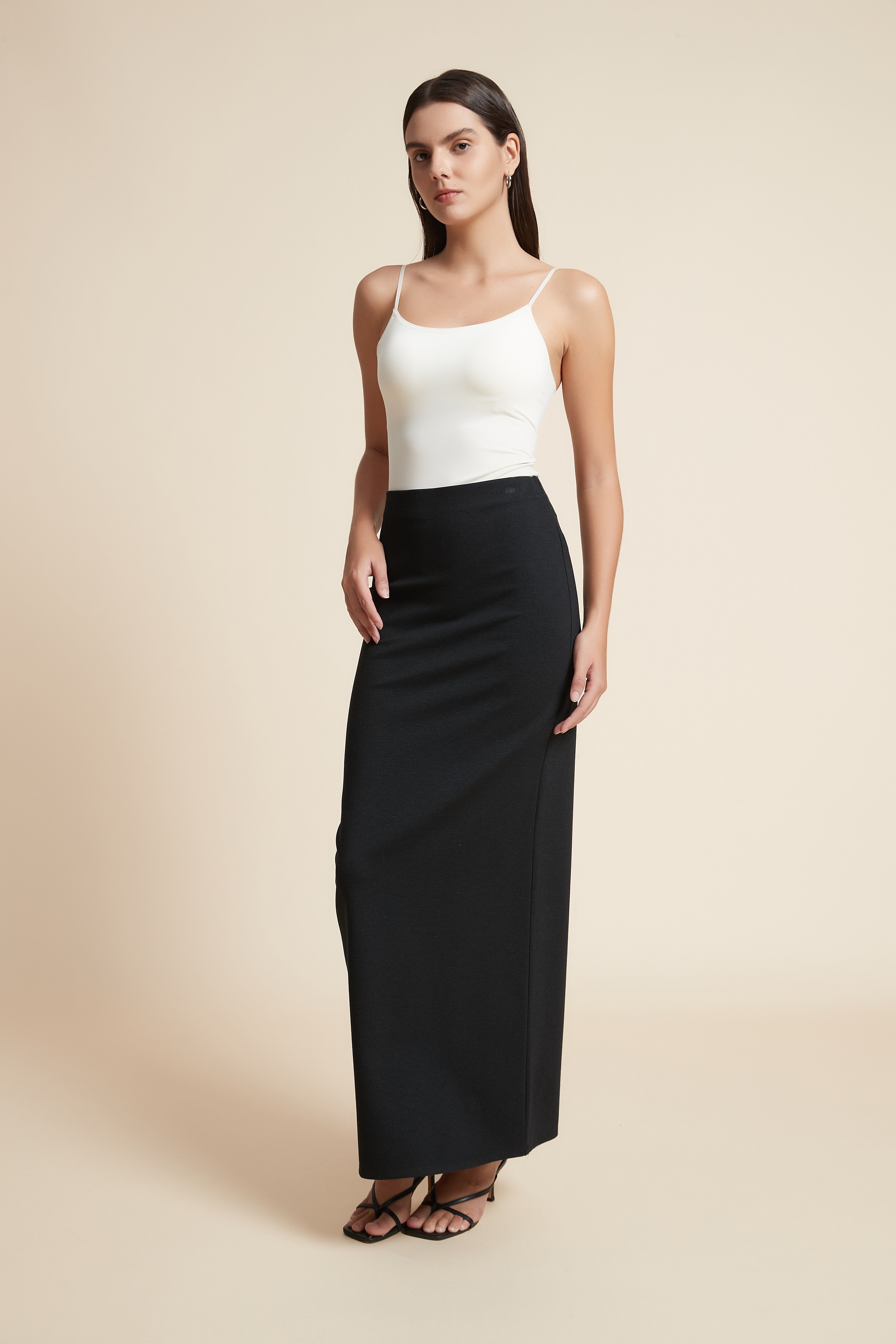 Solid Long Straight Skirt