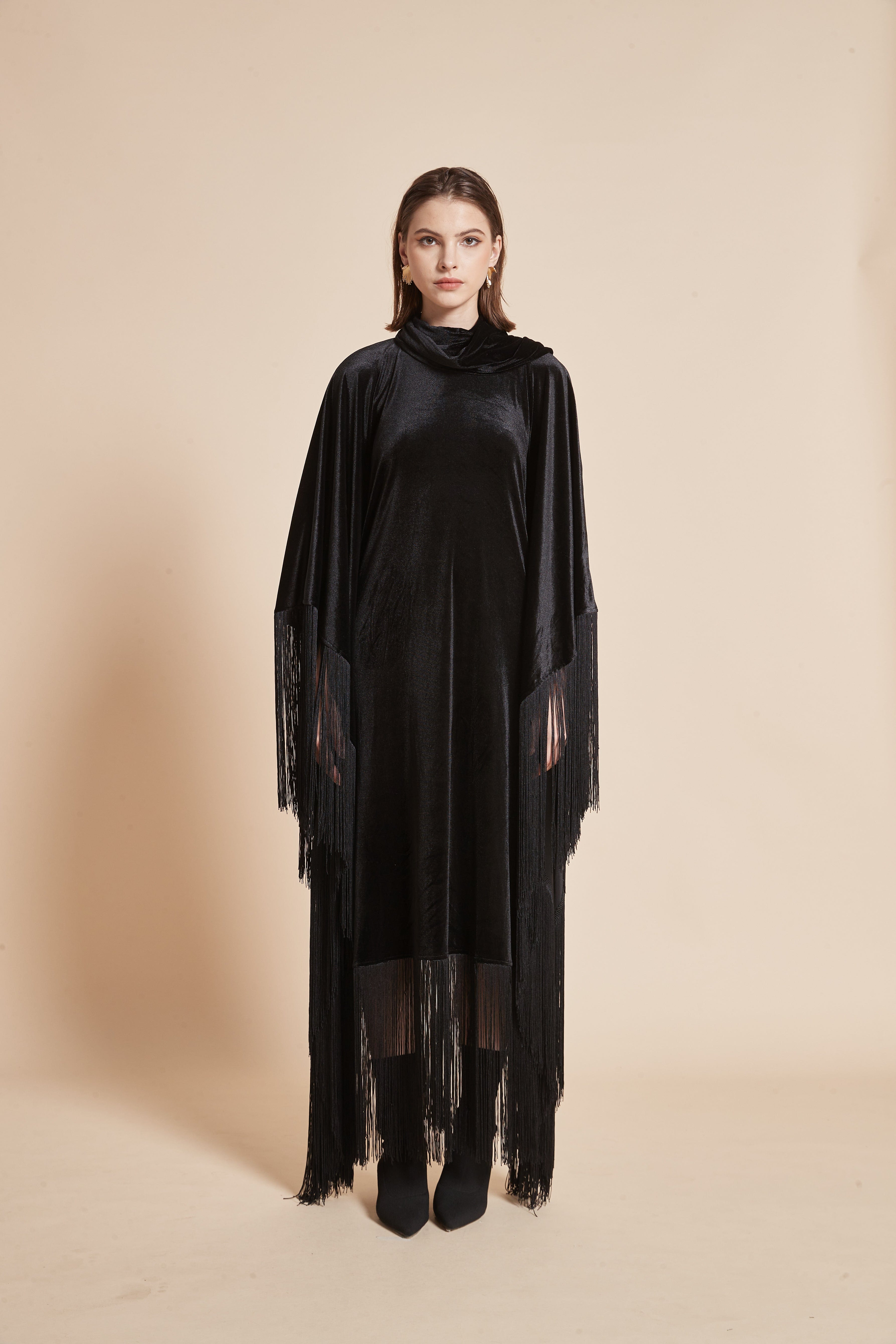 Winter Velvet Dress with Butterfly Cut