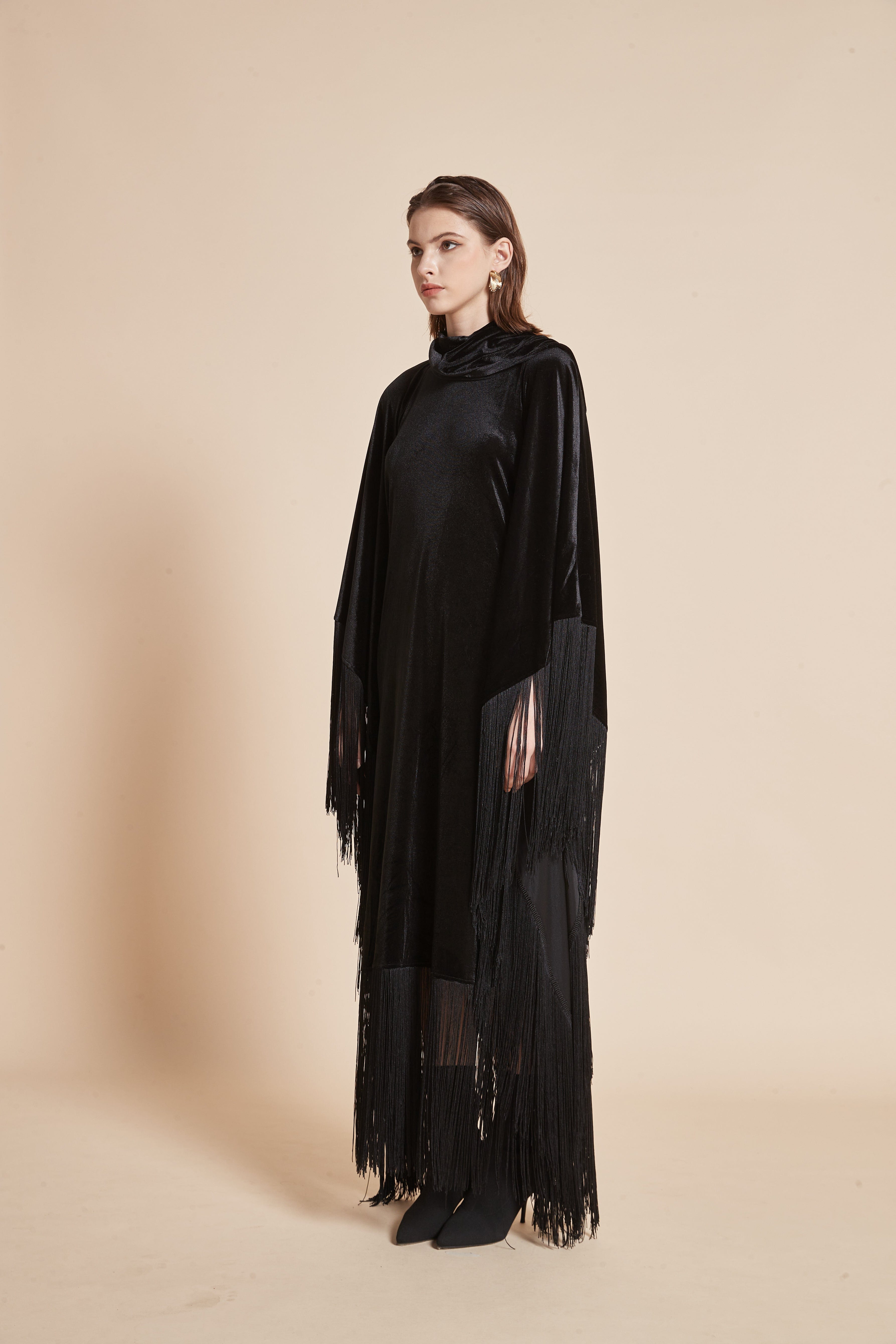 Winter Velvet Dress with Butterfly Cut