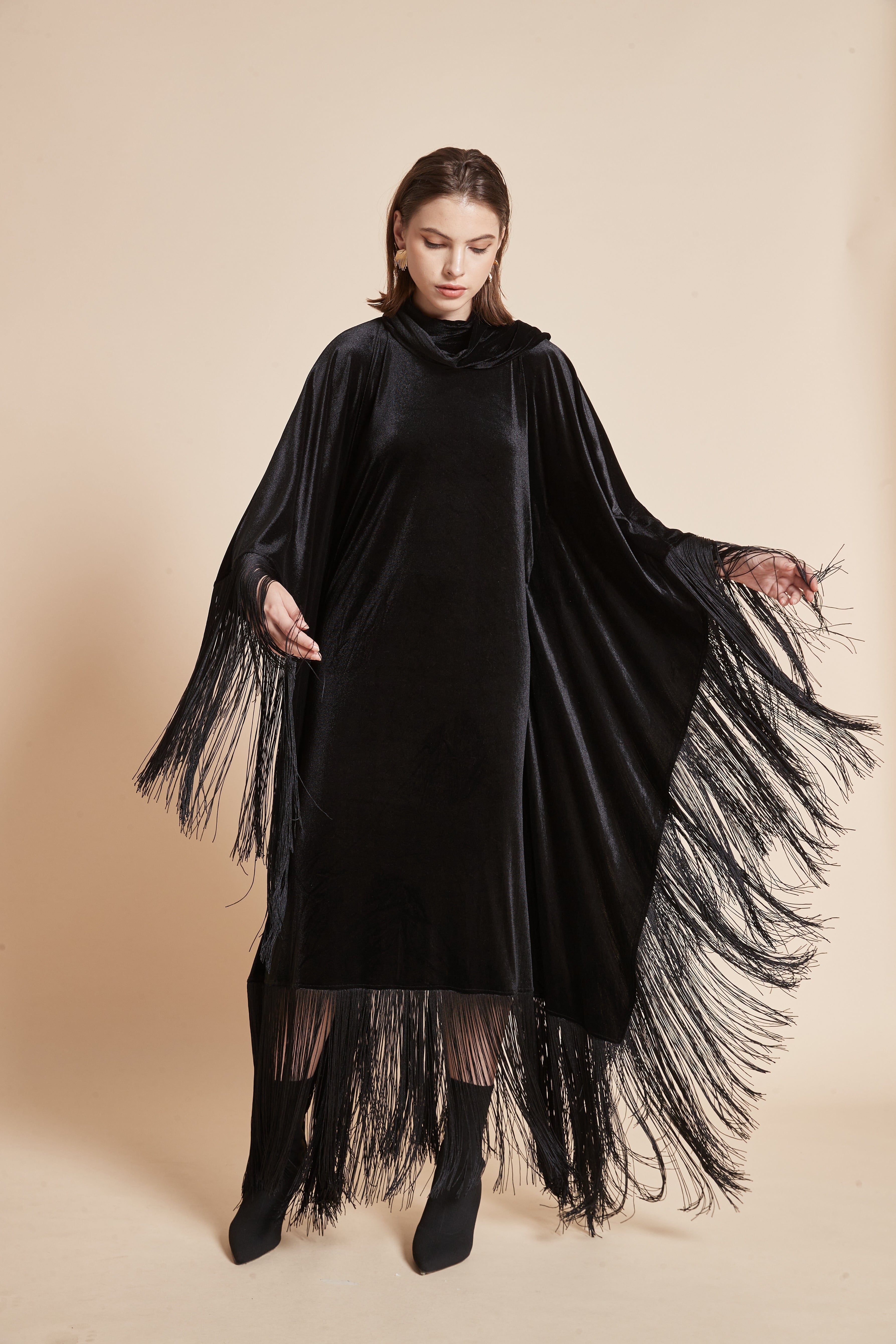 Winter Velvet Dress with Butterfly Cut