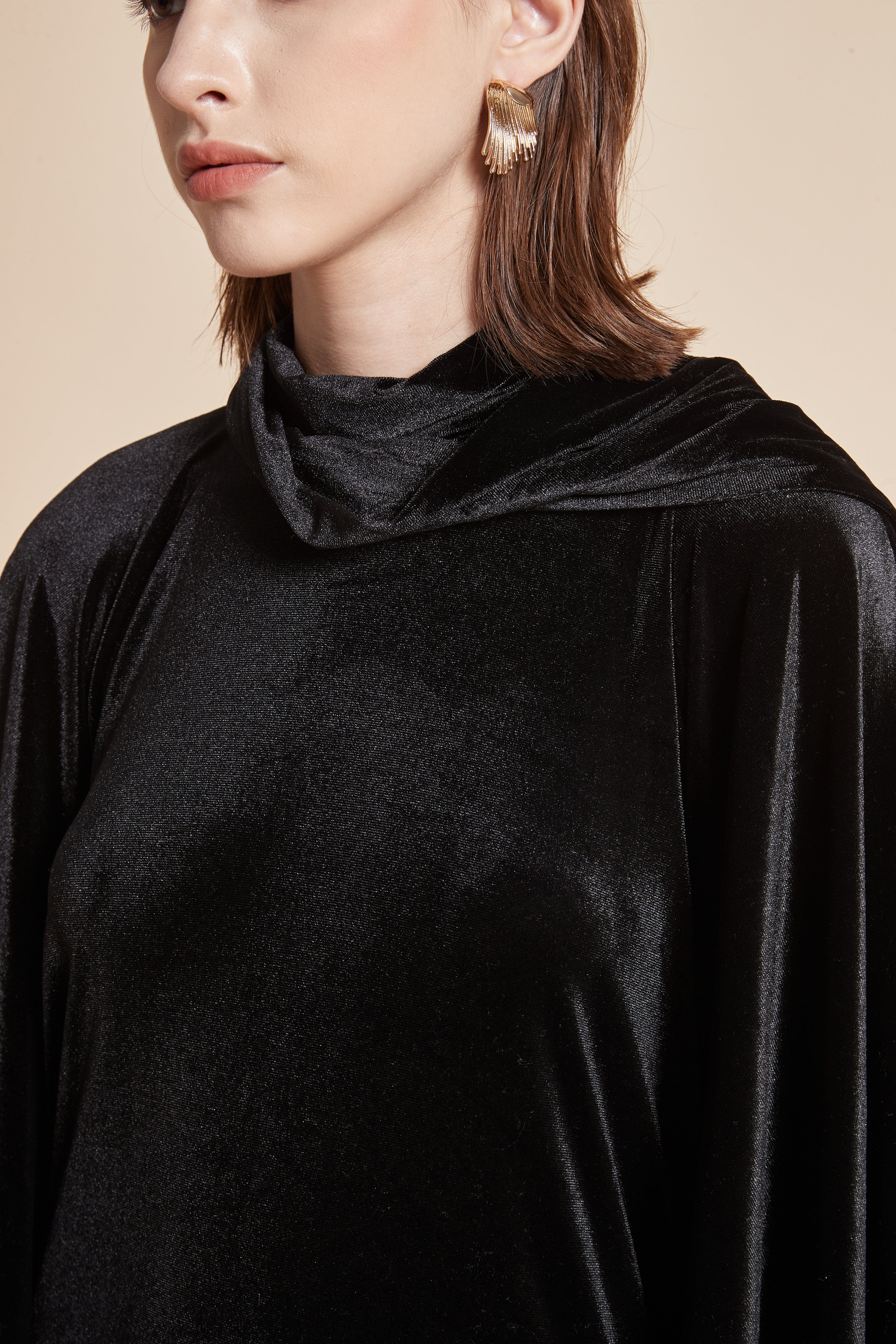 Winter Velvet Dress with Butterfly Cut