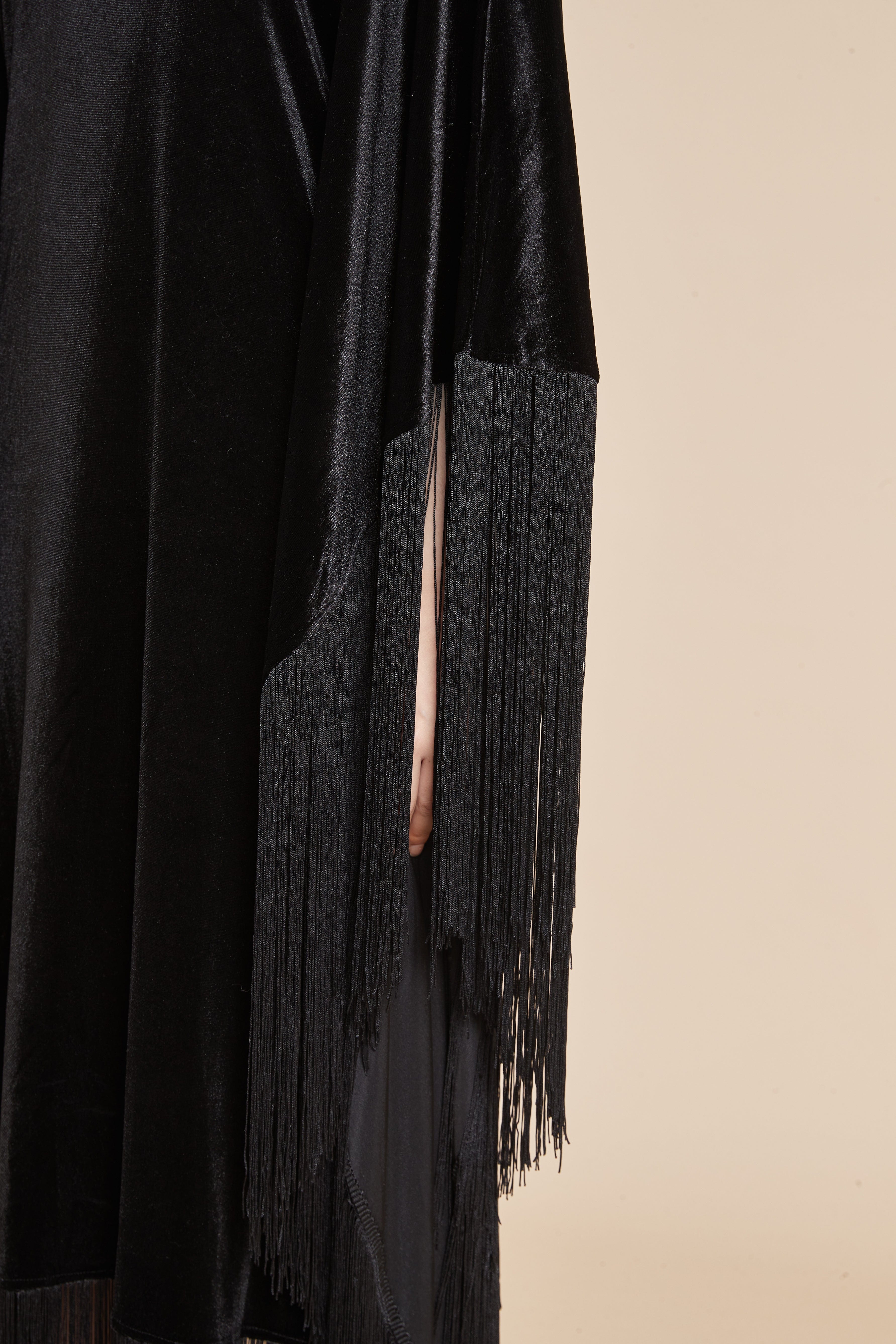 Winter Velvet Dress with Butterfly Cut