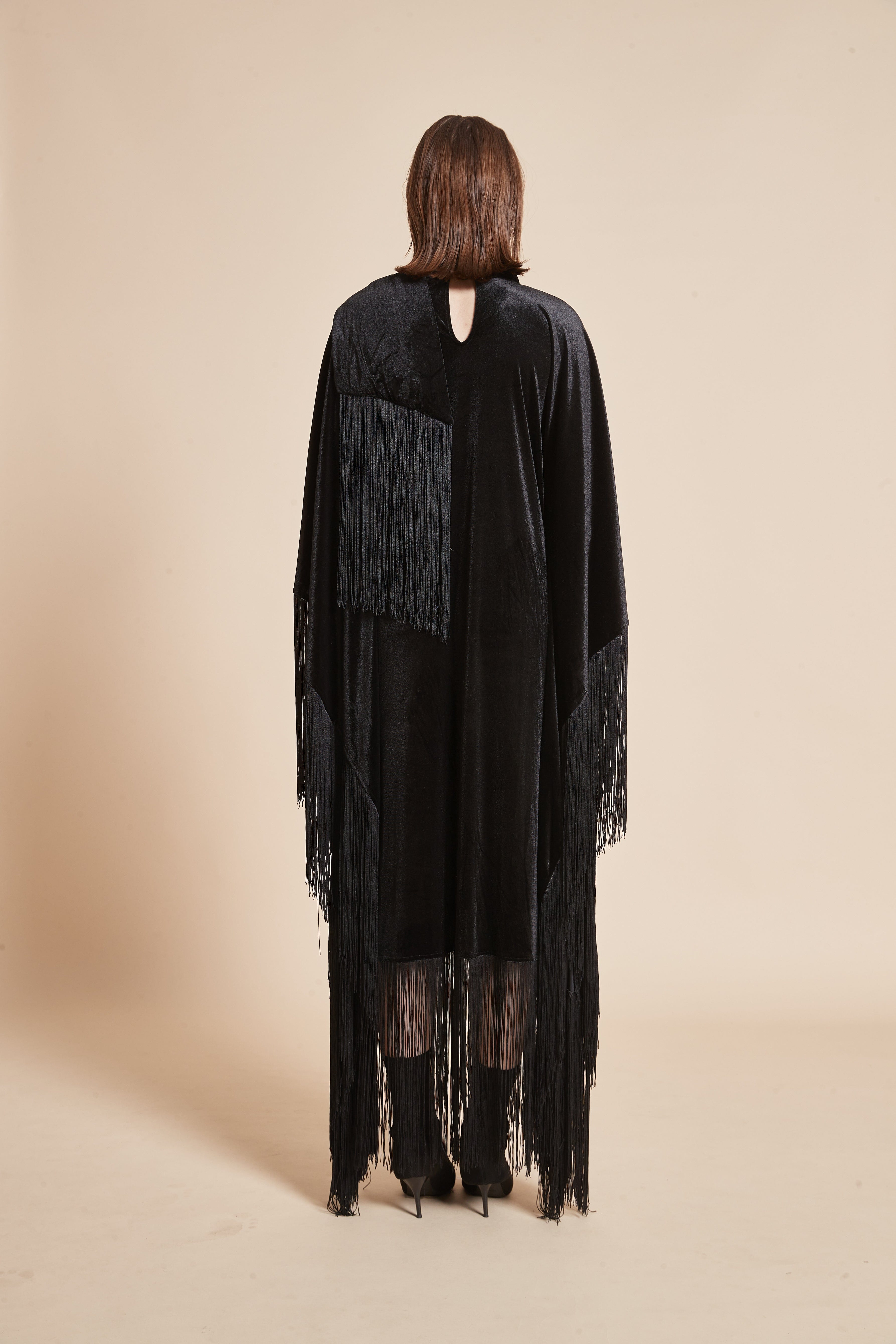 Winter Velvet Dress with Butterfly Cut