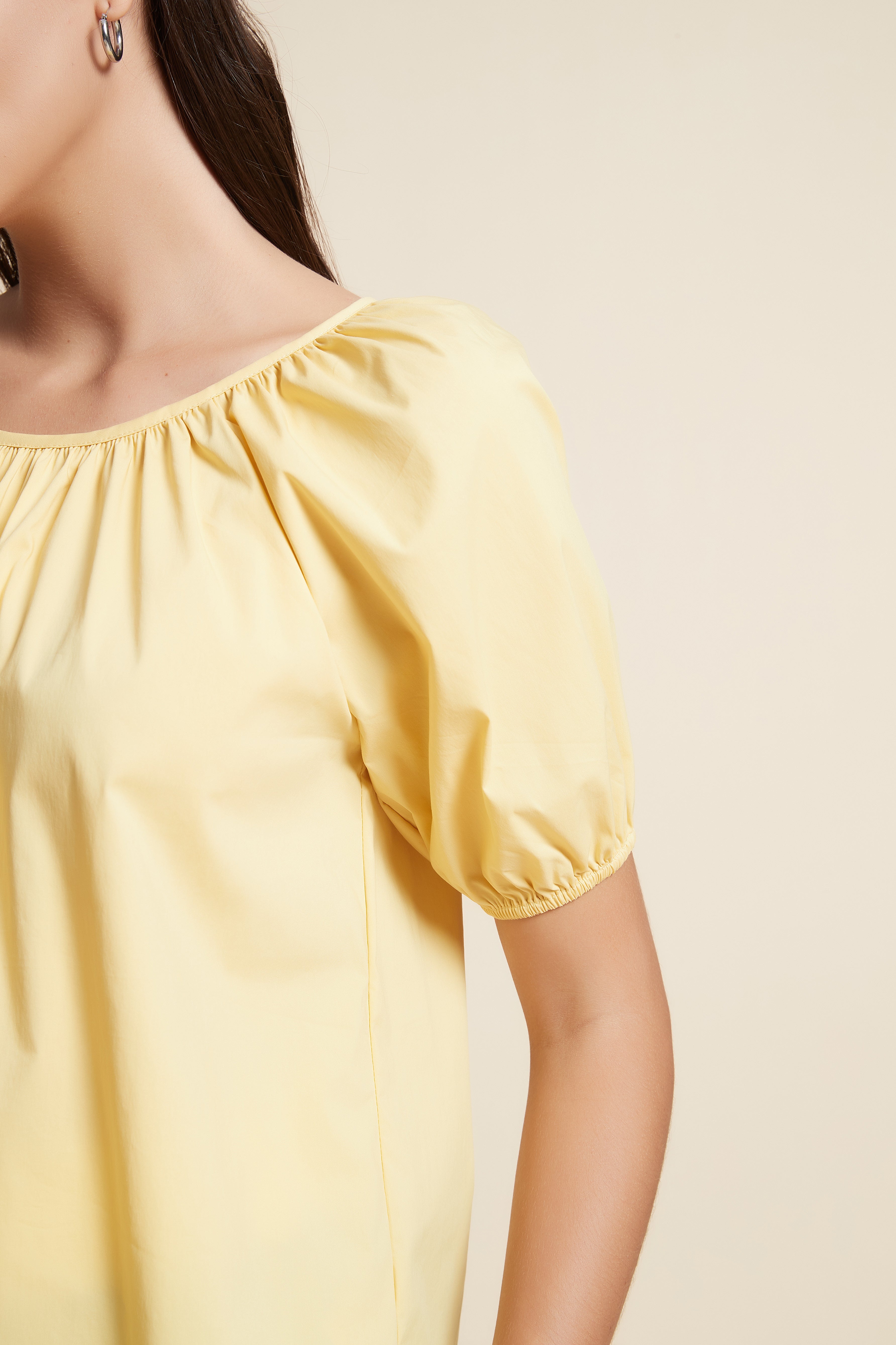 Short Sleeve Cropped Top with Wide Round Neck