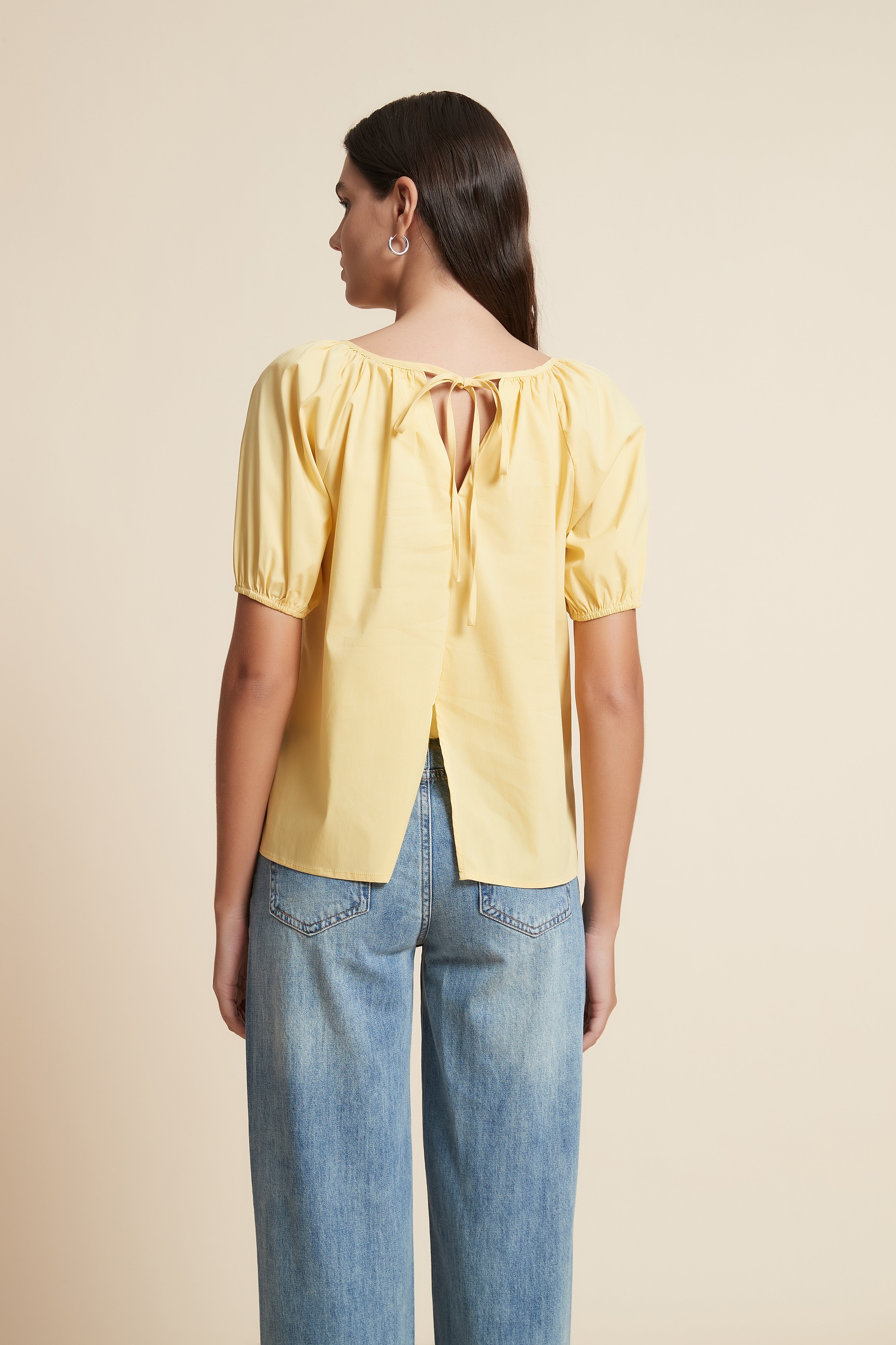 Short Sleeve Cropped Top with Wide Round Neck