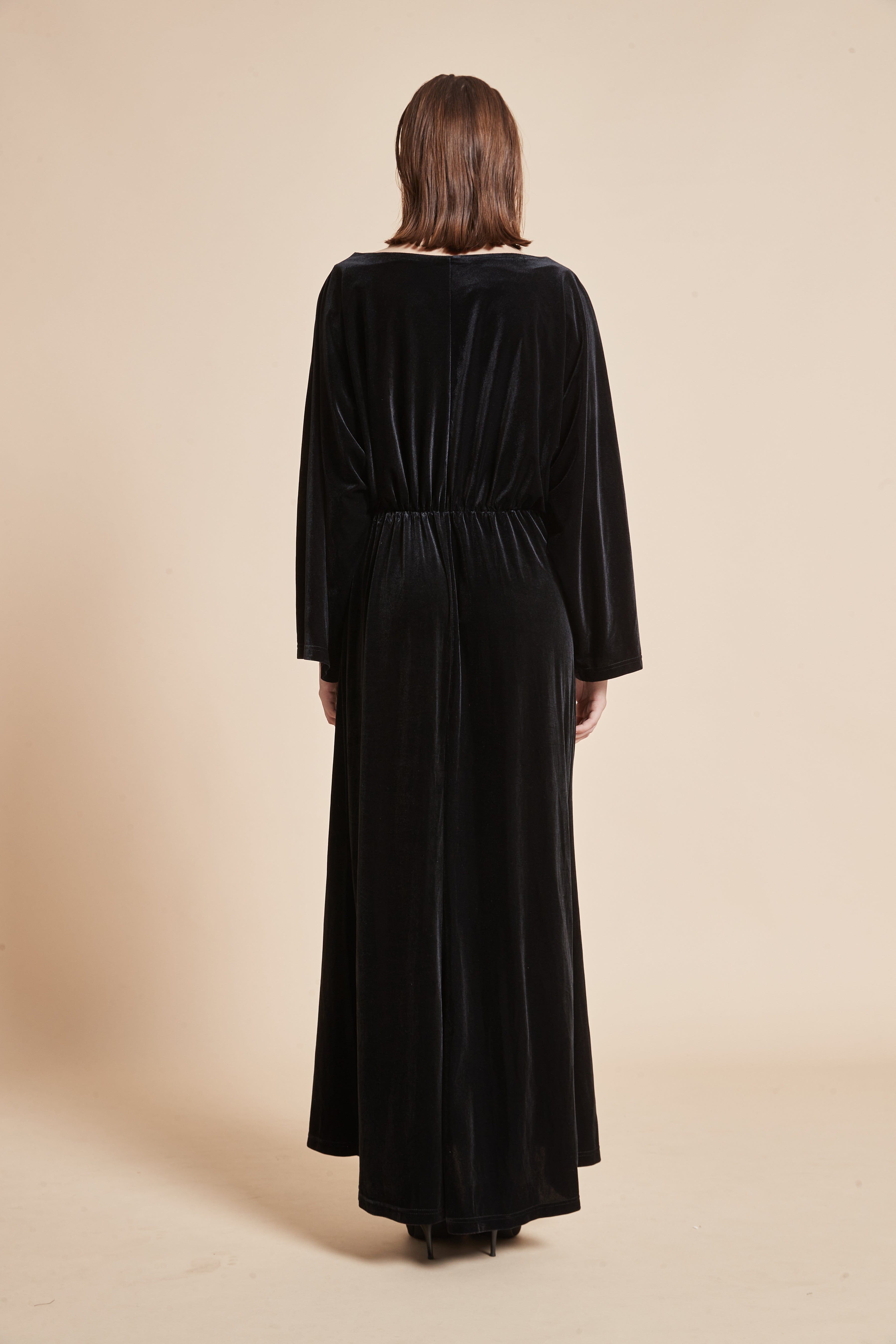 Long Velvet Dress With Long Sleeves