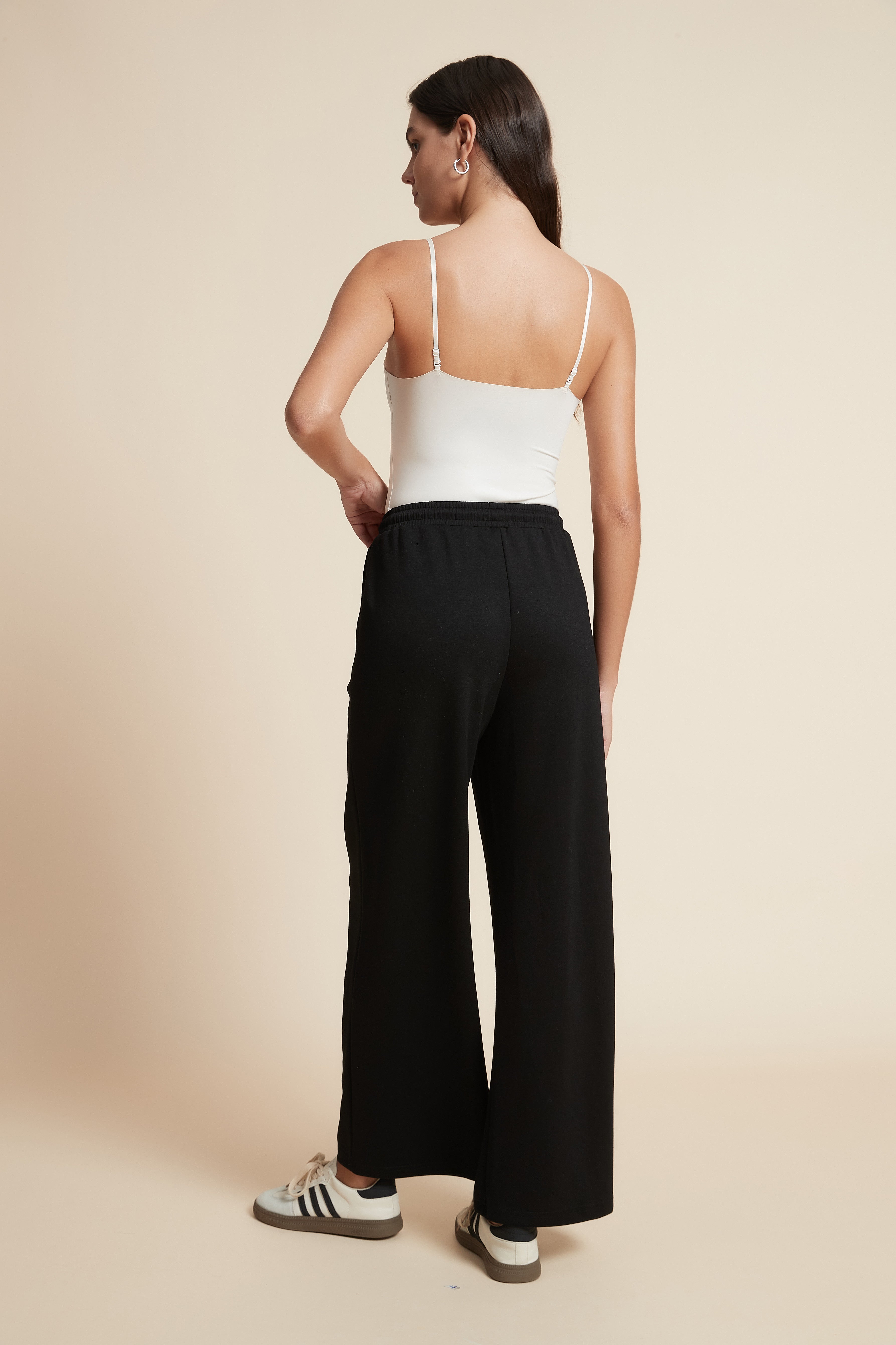 Solid Color Long Pants with Drawstring