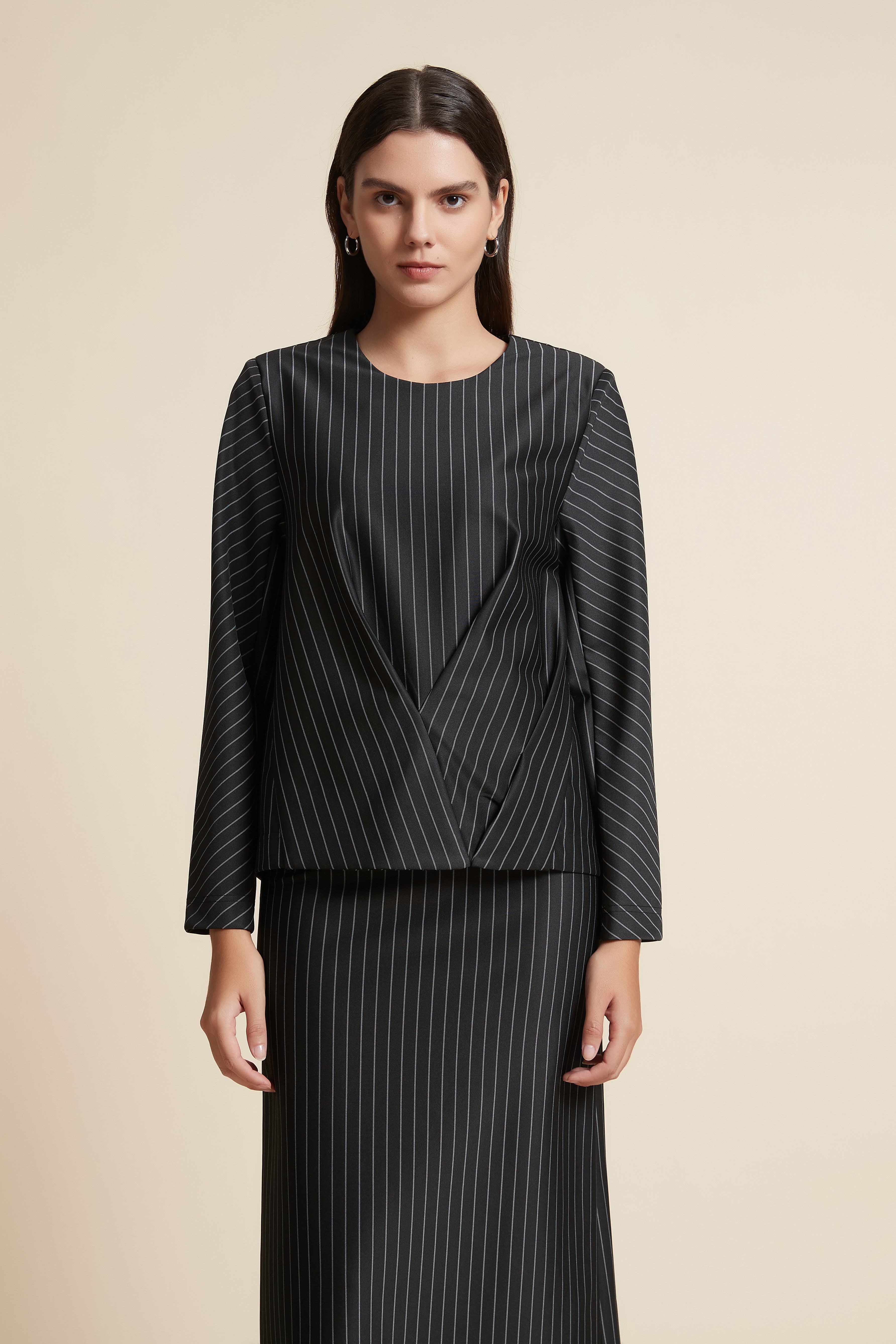 Striped Long Sleeve Top with Round Neck