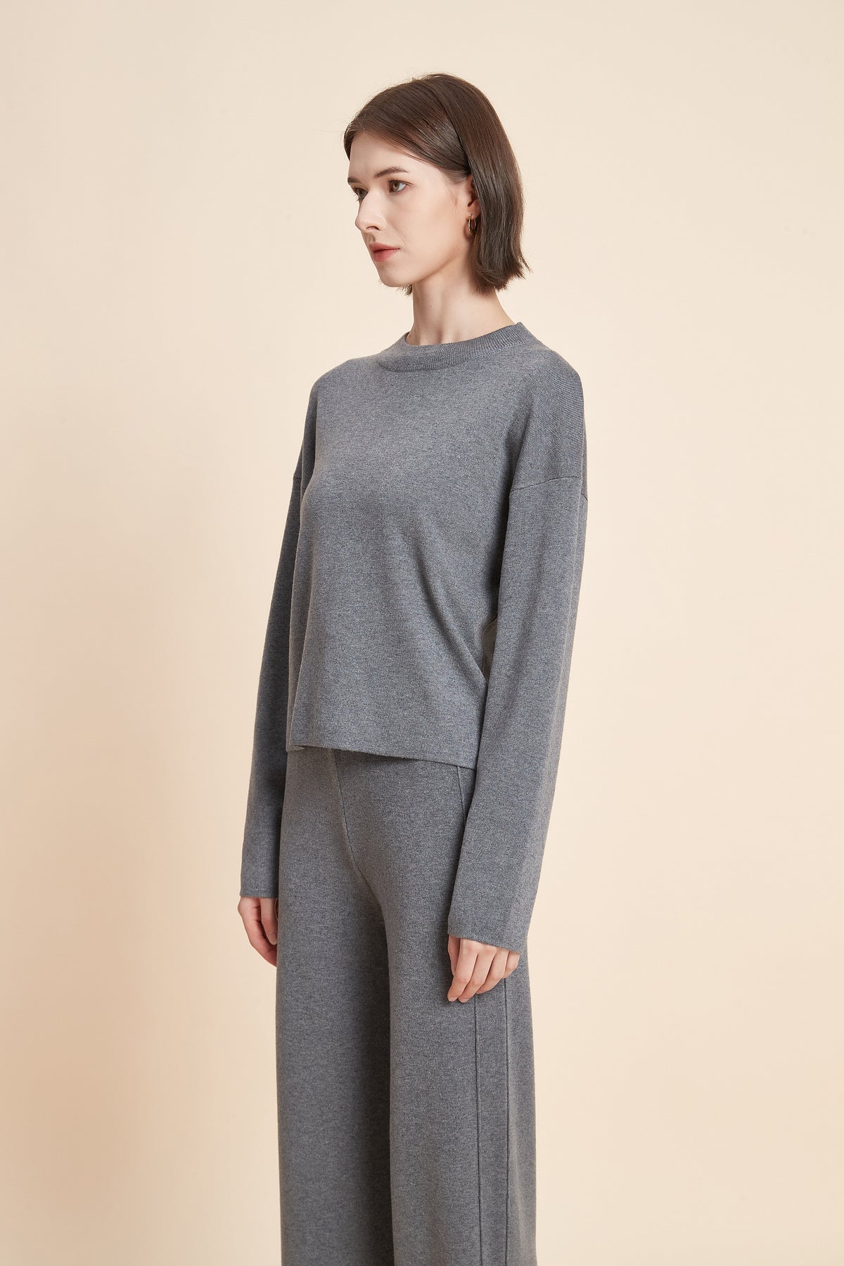 Plain Cropped Long Sleeve Top