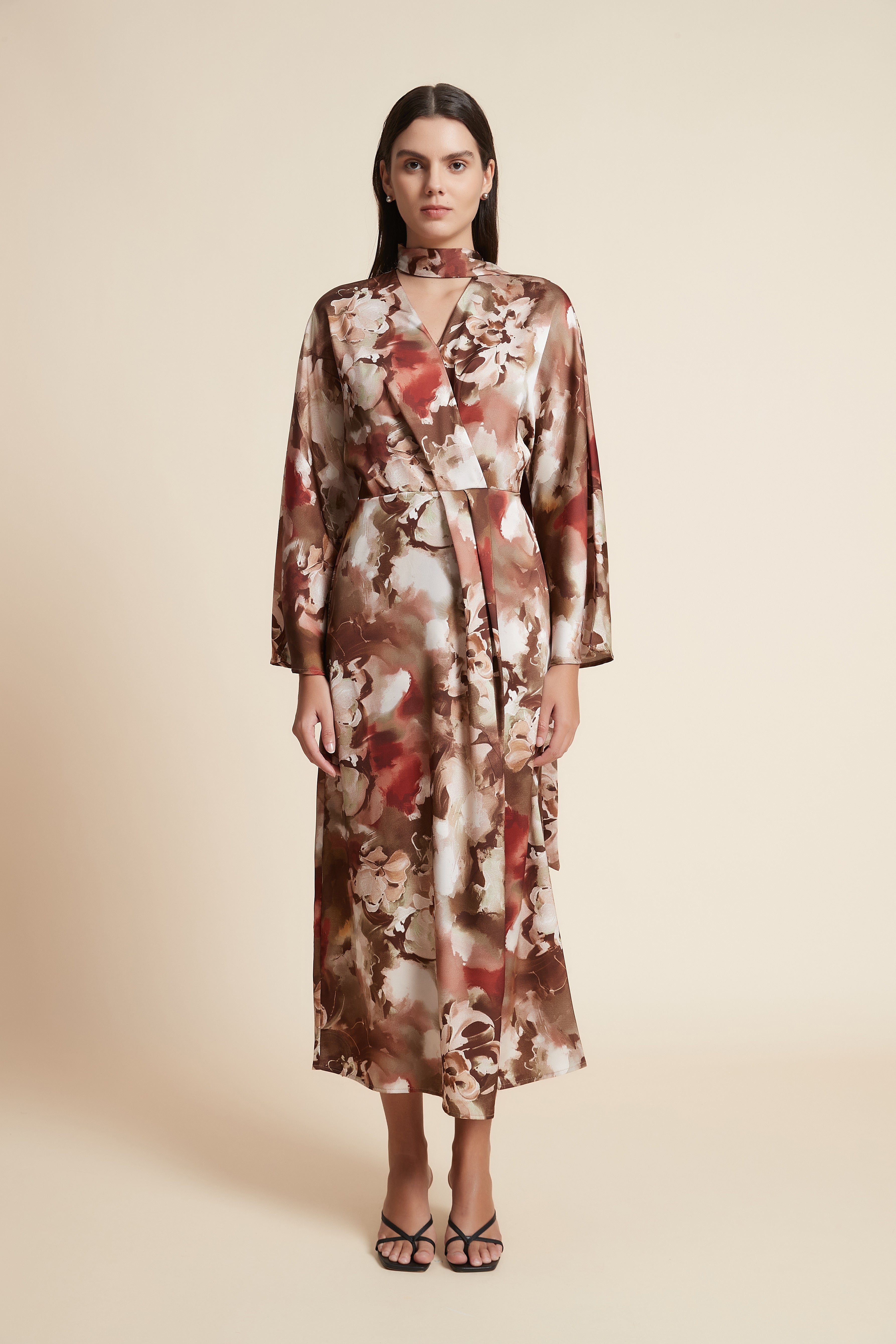 V-Neck Floral Midi Dress