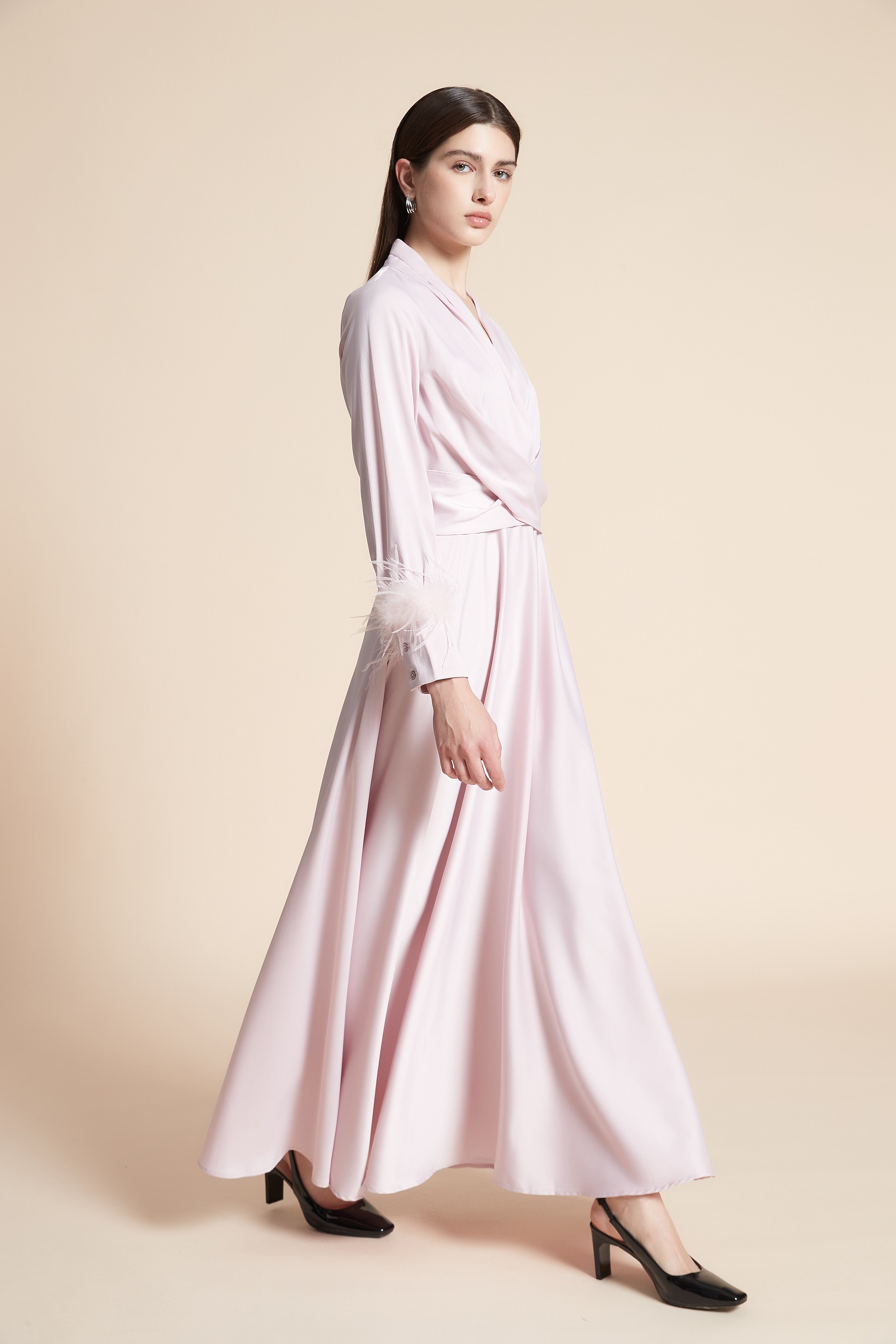 Solid Long Sleeve Maxi Dress