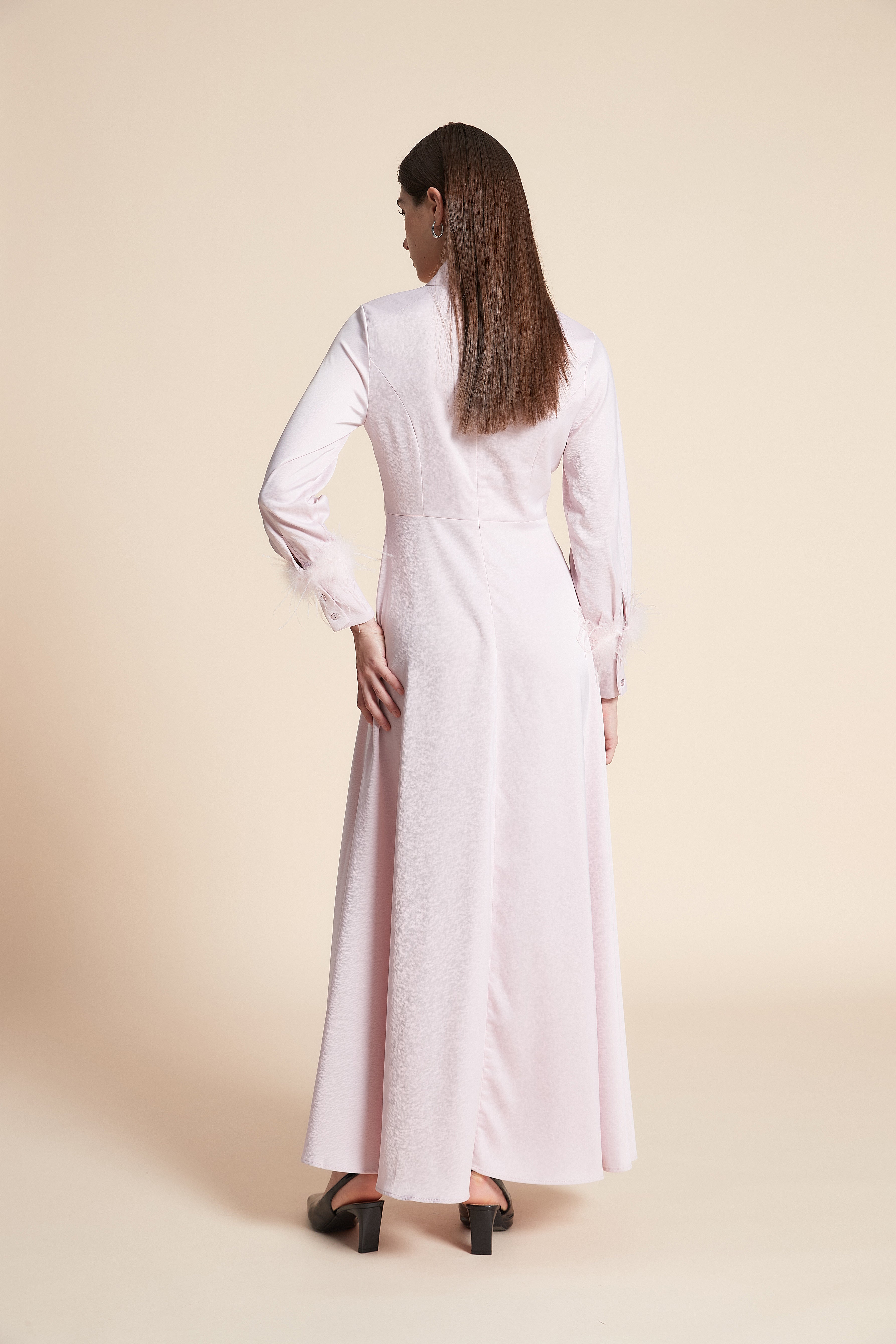 Solid Long Sleeve Maxi Dress