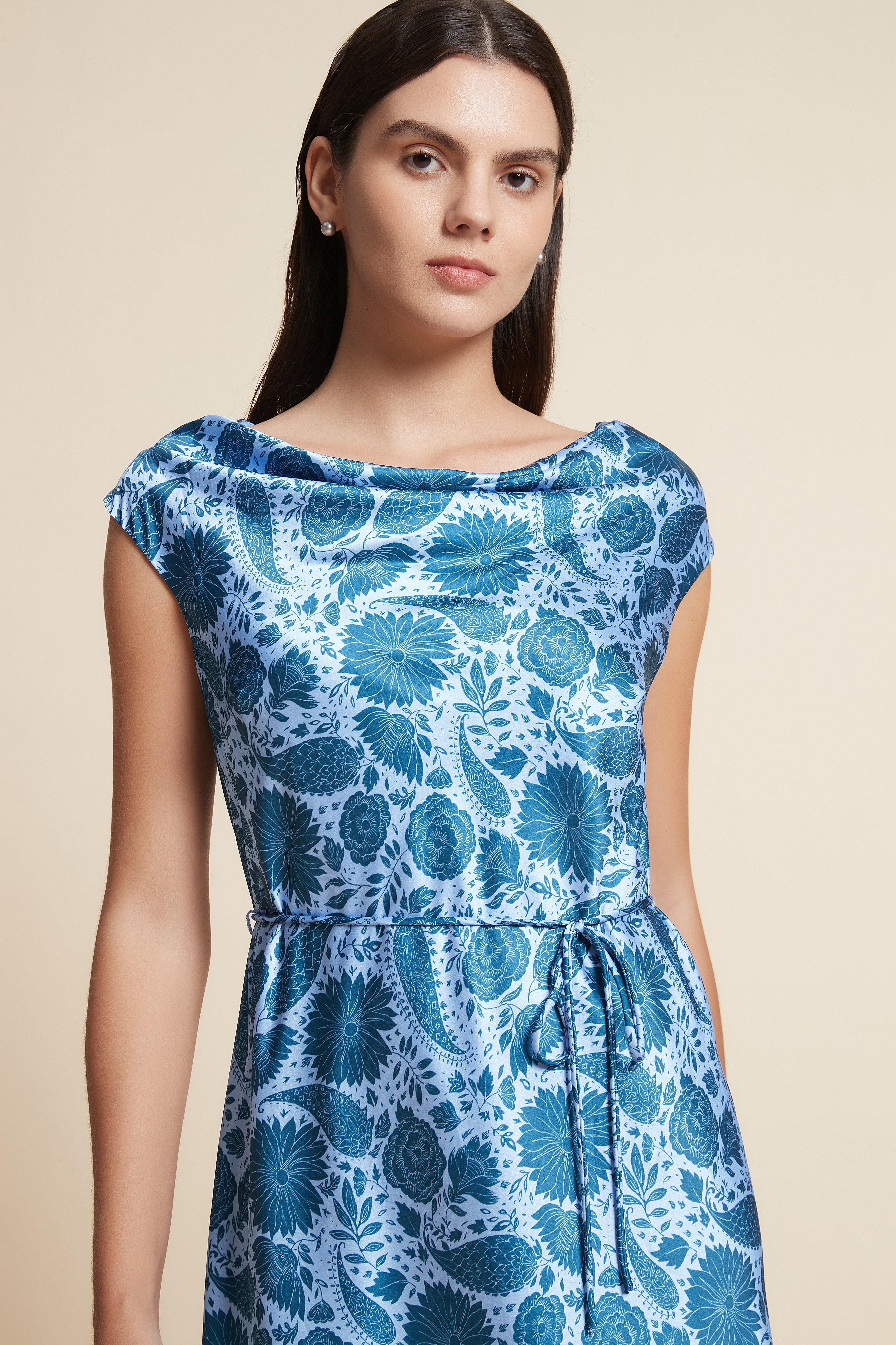 Printed short sleeve midi dress