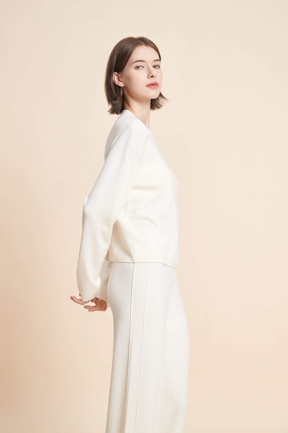 Plain Cropped Long Sleeve Top