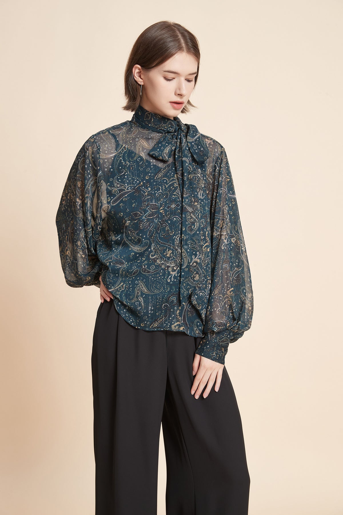 Printed Oversized Long Sleeve Top
